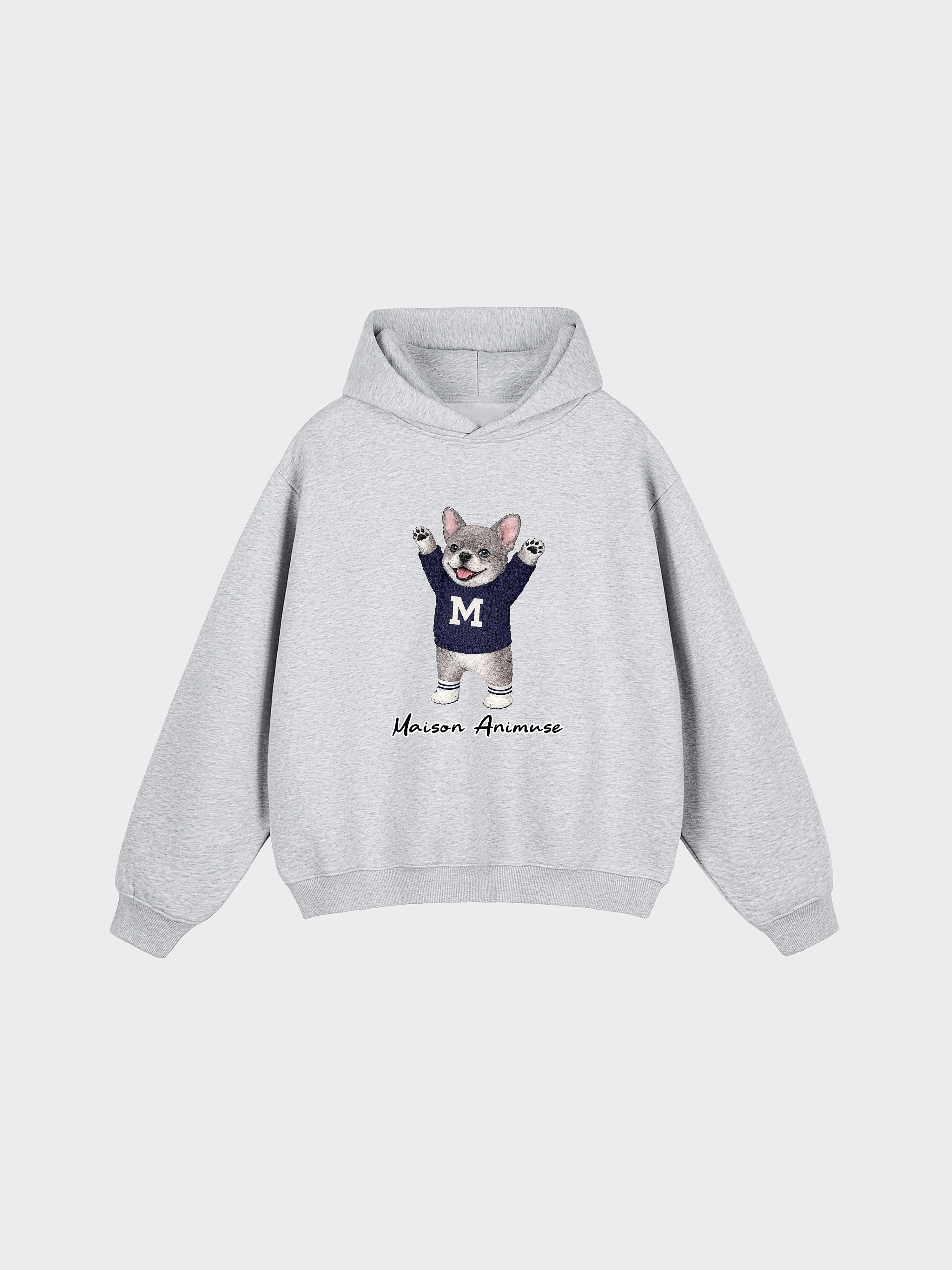 Unisex Fleeced Boxy Fit Hoodie - Blue French Bulldog