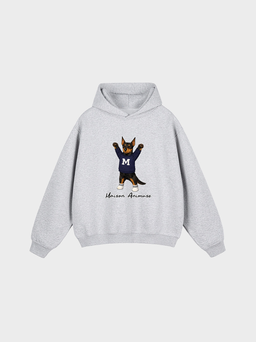 Unisex Fleeced Boxy Fit Hoodie - Doberman Pinscher