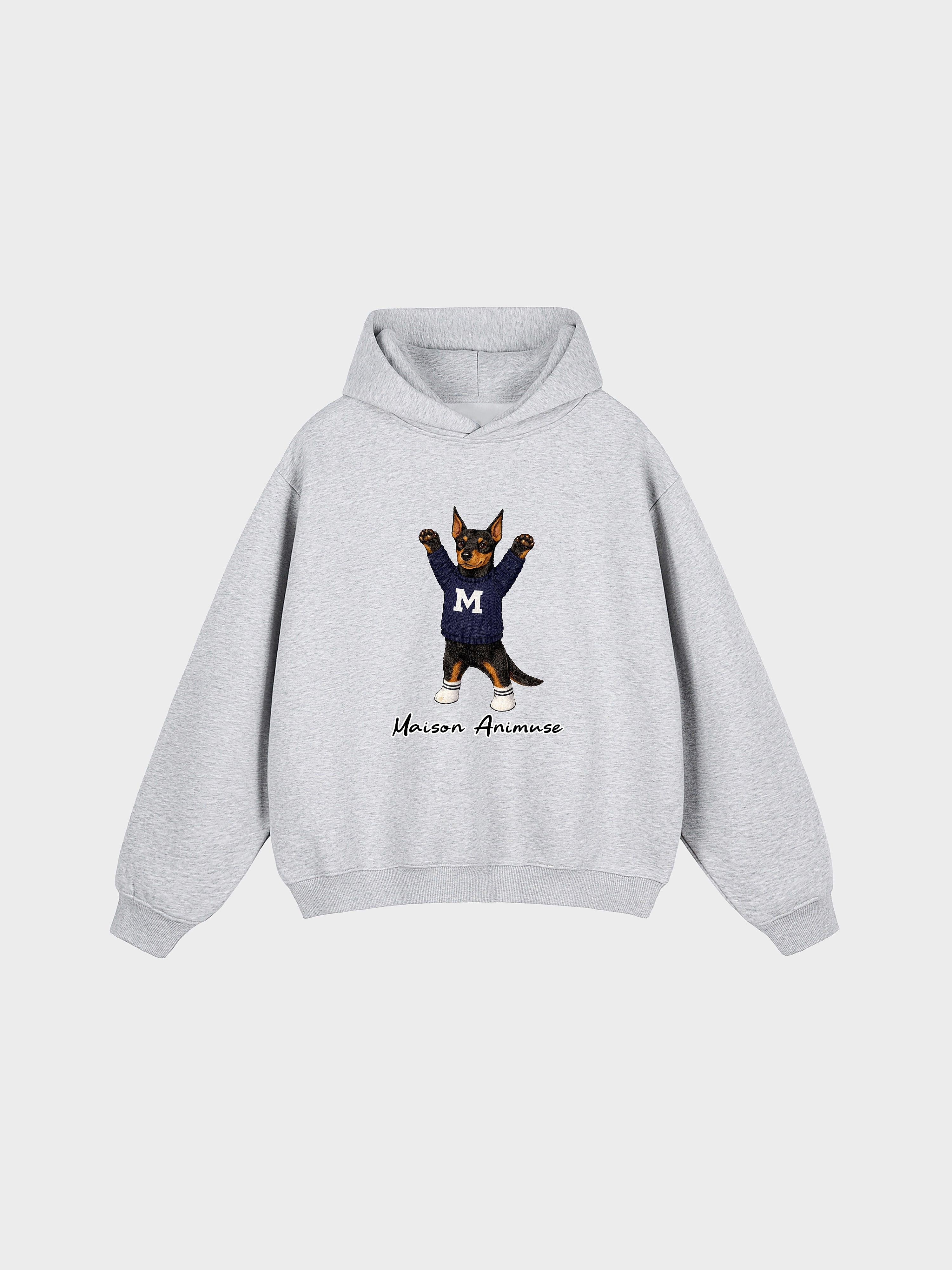 Unisex Fleeced Boxy Fit Hoodie - Doberman Pinscher