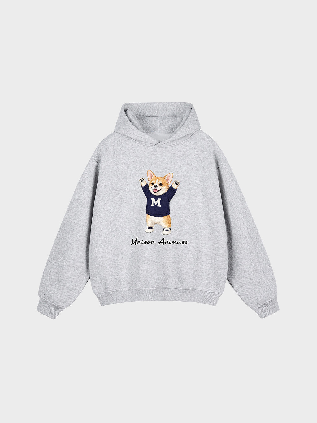 Unisex Fleeced Boxy Fit Hoodie - Corgi
