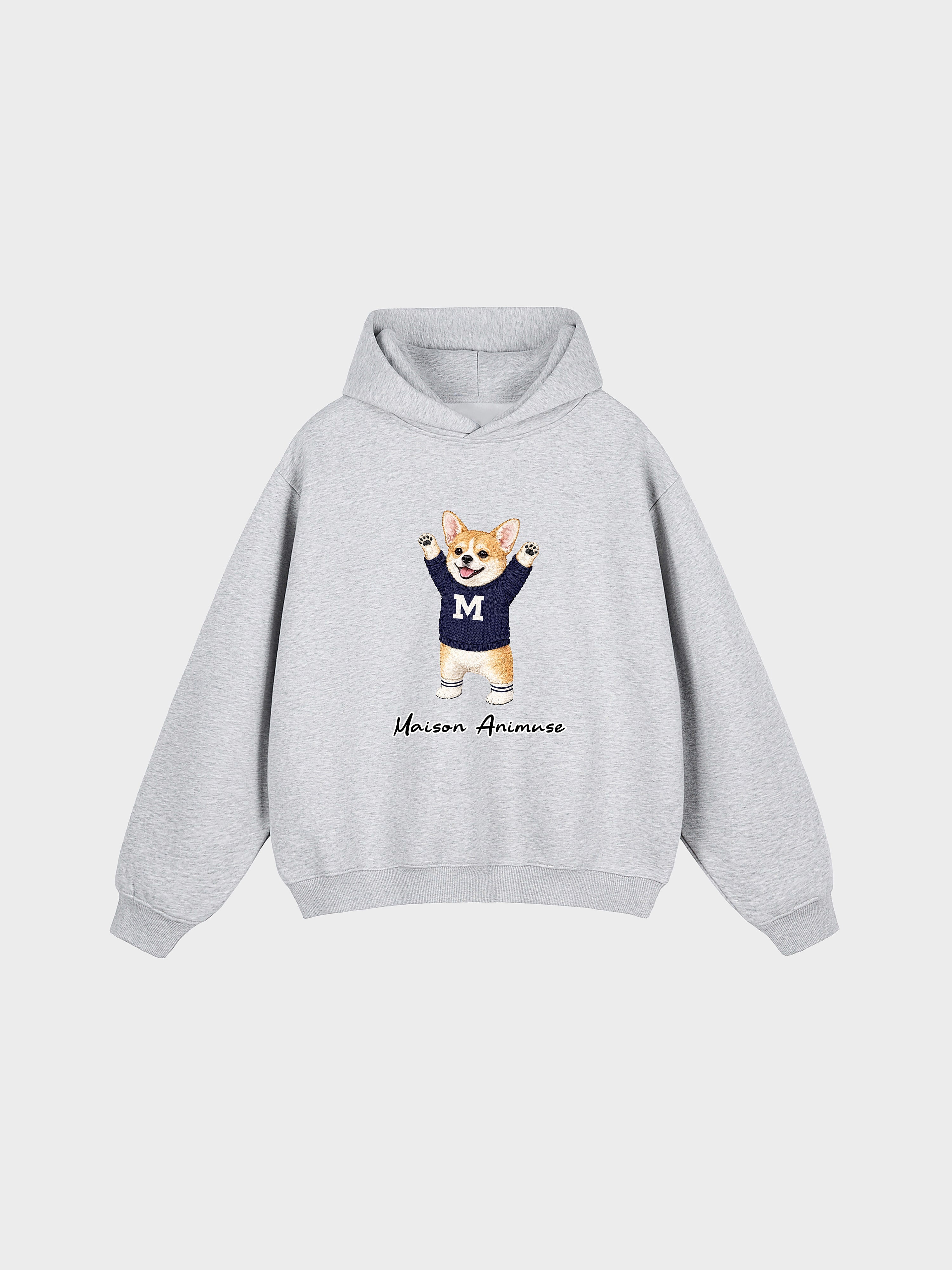 Unisex Fleeced Boxy Fit Hoodie - Corgi