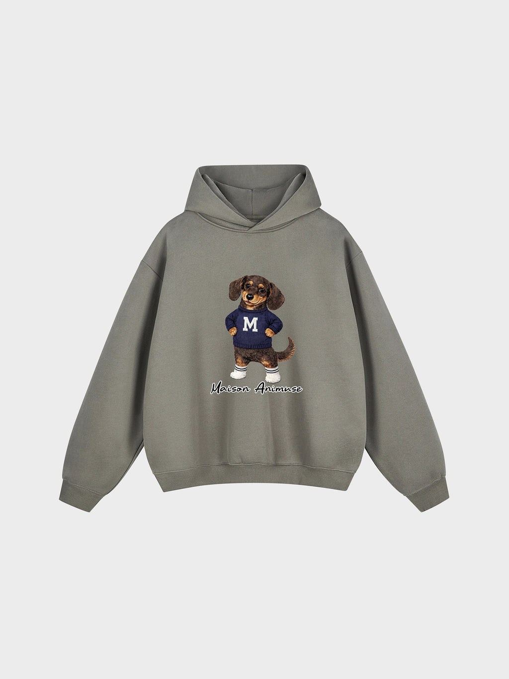Unisex Fleeced Boxy Fit Hoodie - Dachshund