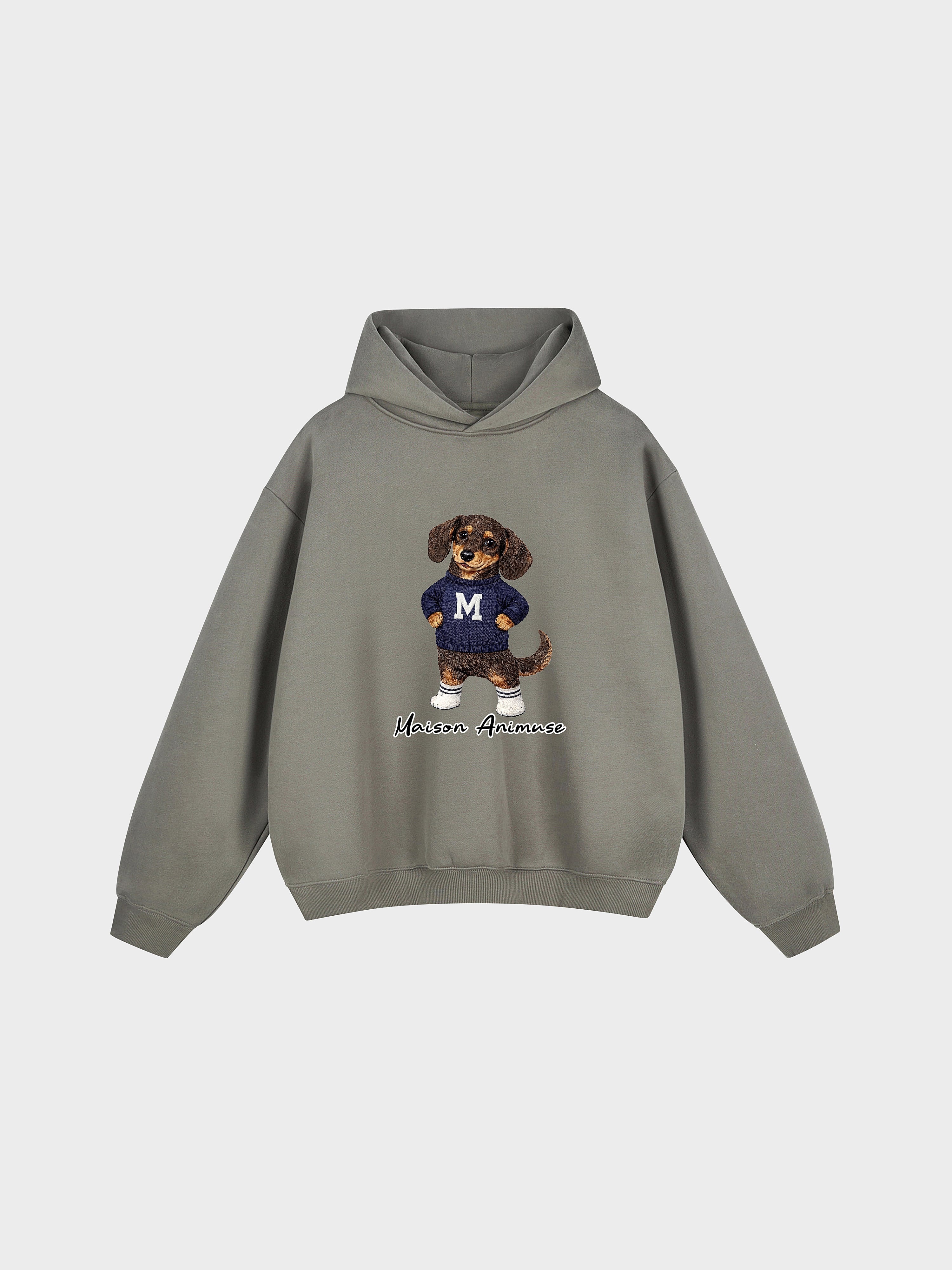 Unisex Fleeced Boxy Fit Hoodie - Dachshund