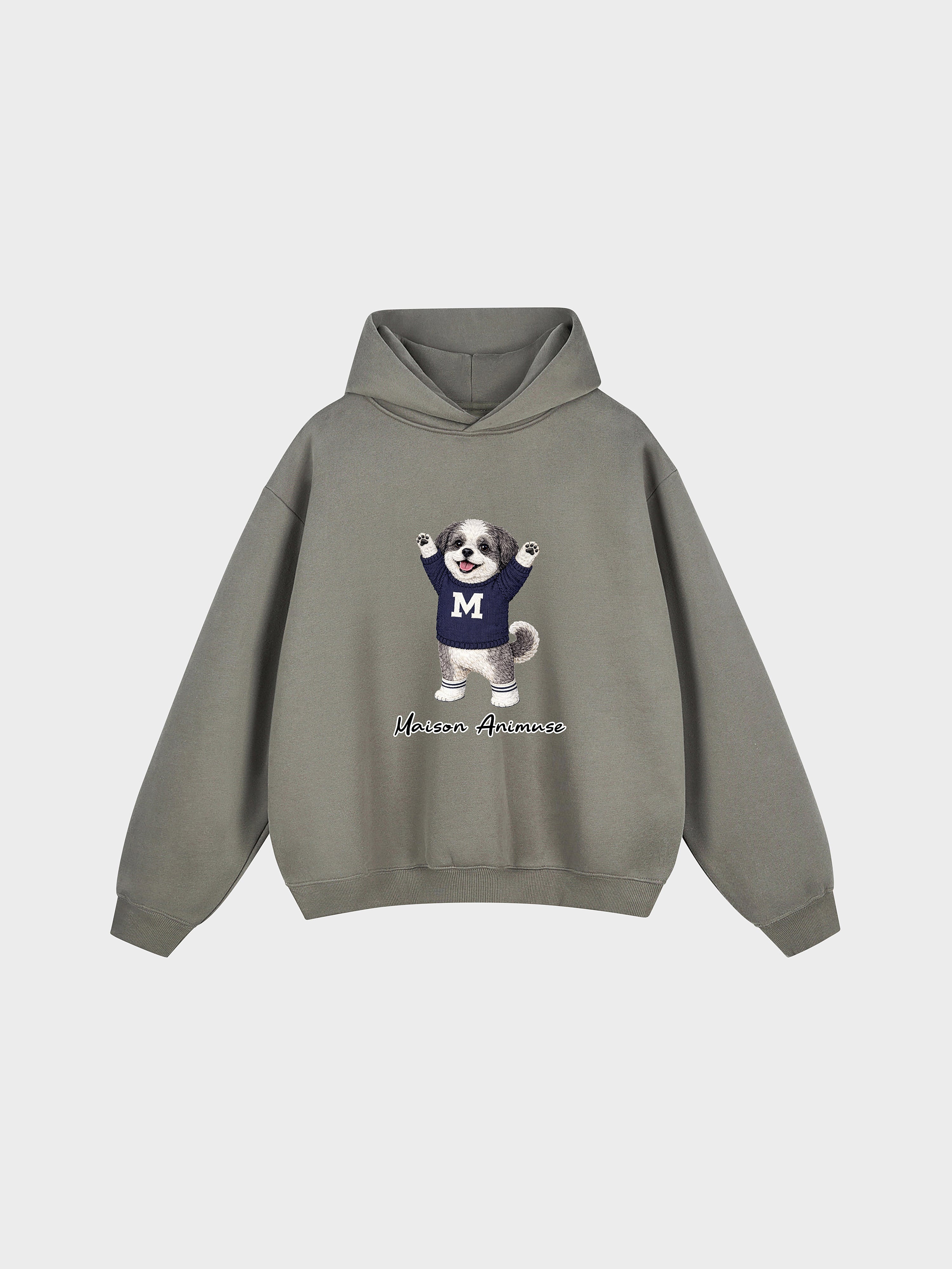 Unisex Fleeced Boxy Fit Hoodie - Shih Tzu