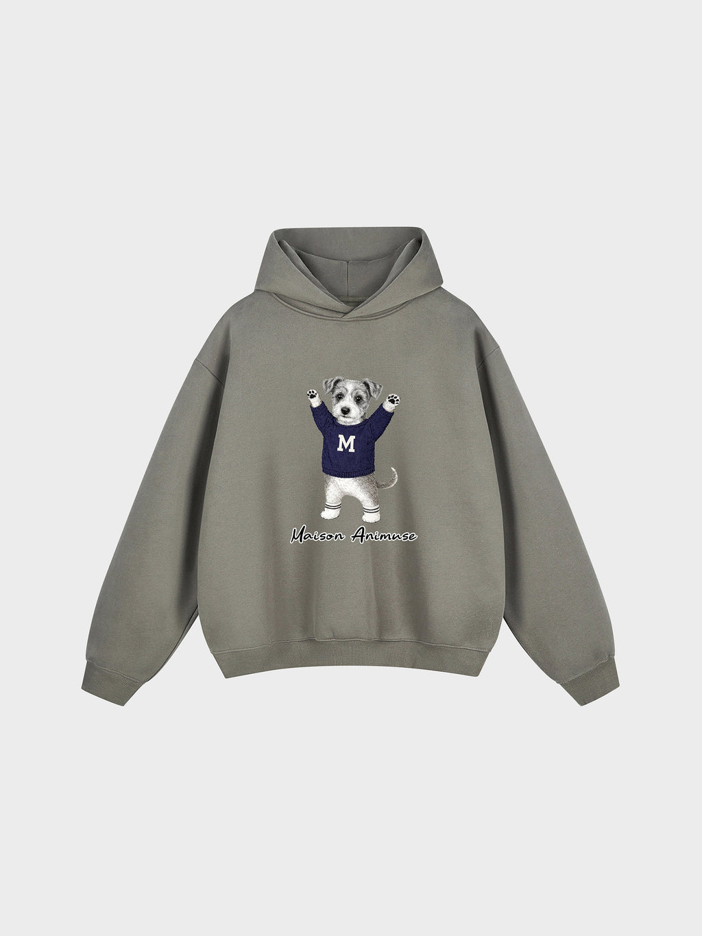 Unisex Fleeced Boxy Fit Hoodie - Schnauzer