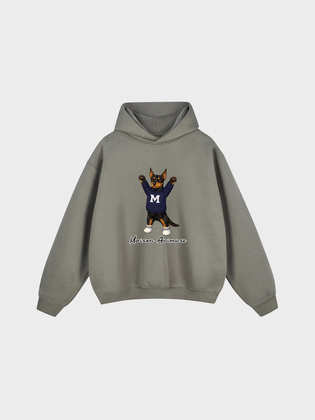Unisex Fleeced Boxy Fit Hoodie - Doberman Pinscher