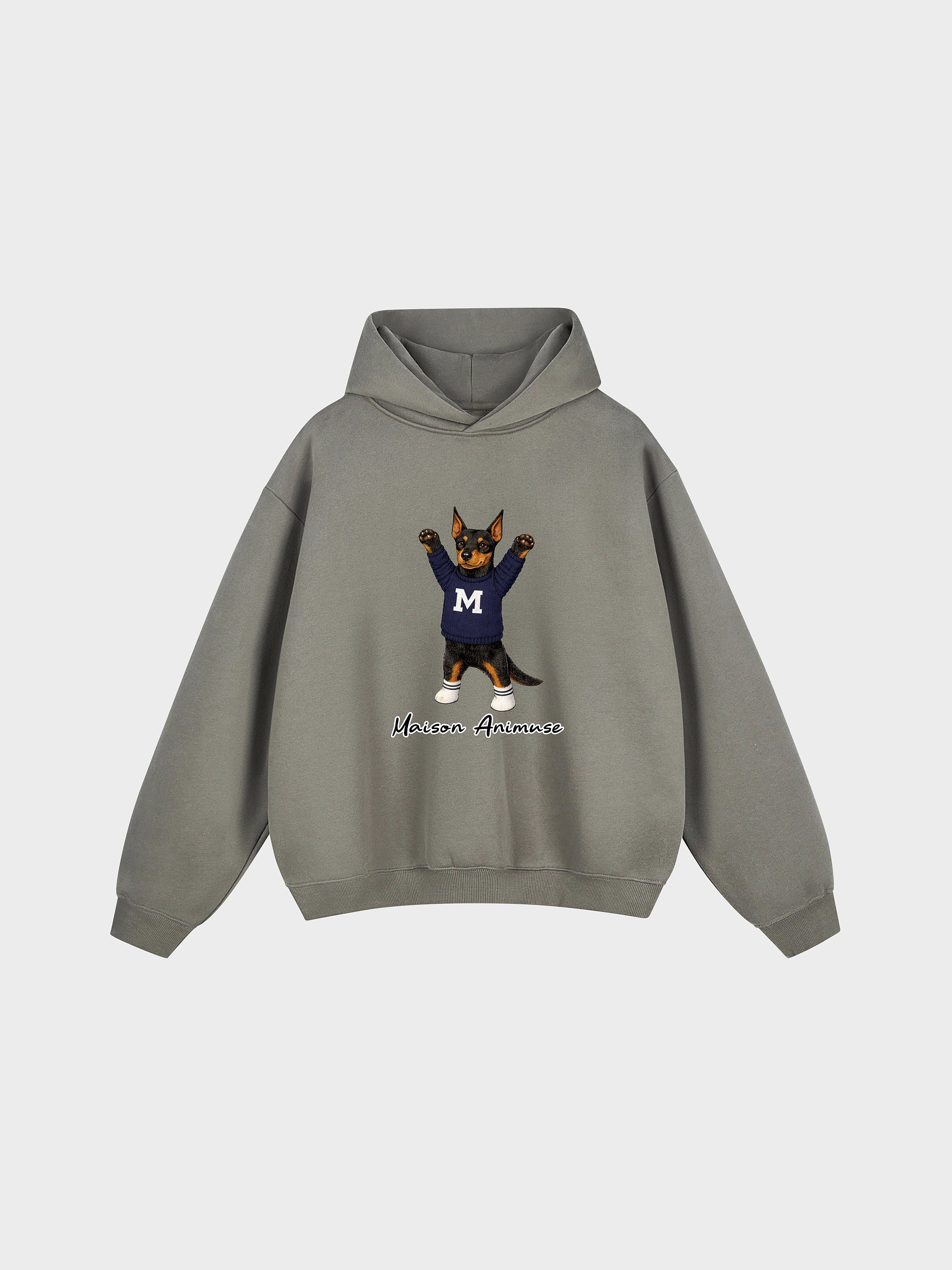 Unisex Fleeced Boxy Fit Hoodie - Doberman Pinscher