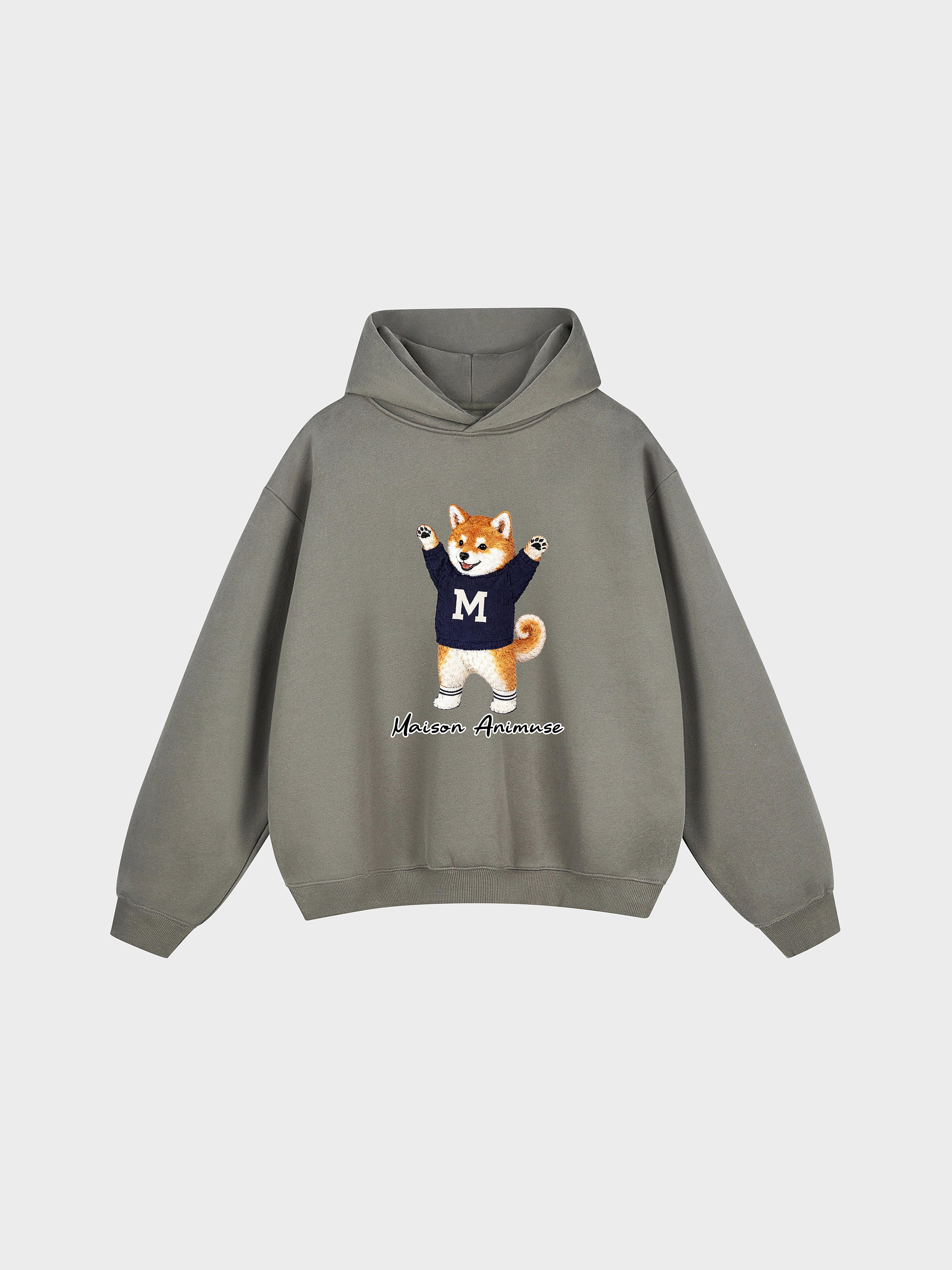 Unisex Fleeced Boxy Fit Hoodie - Shiba Inu