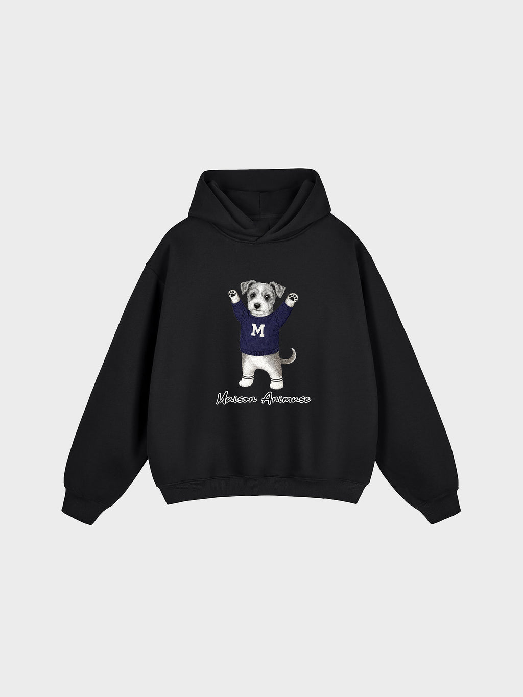 Unisex Fleeced Boxy Fit Hoodie - Schnauzer