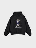 Unisex Fleeced Boxy Fit Hoodie - Italian Greyhound - Blue and White