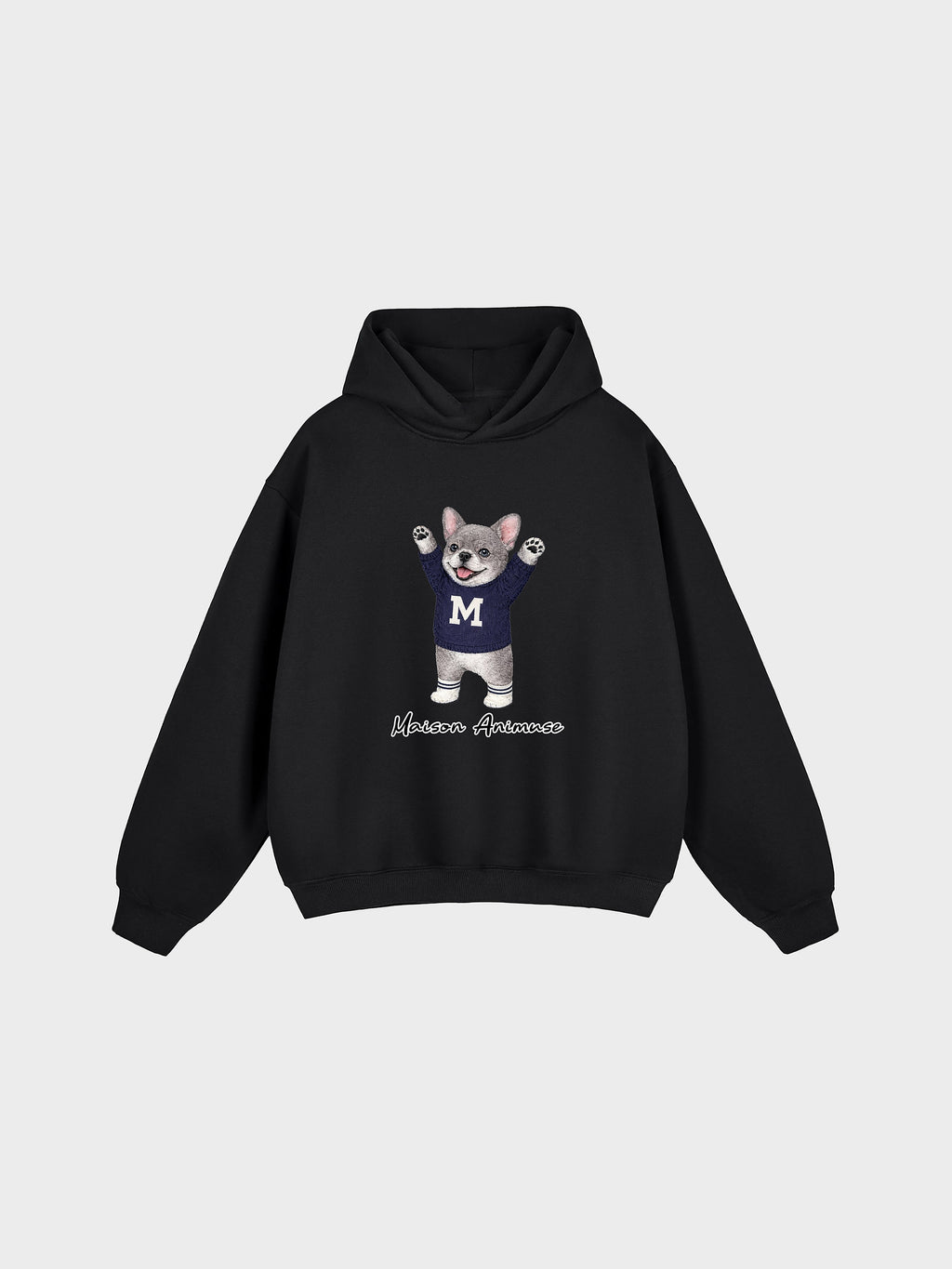 Unisex Fleeced Boxy Fit Hoodie - Blue French Bulldog