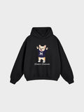 Unisex Fleeced Boxy Fit Hoodie - Cream French Bulldog
