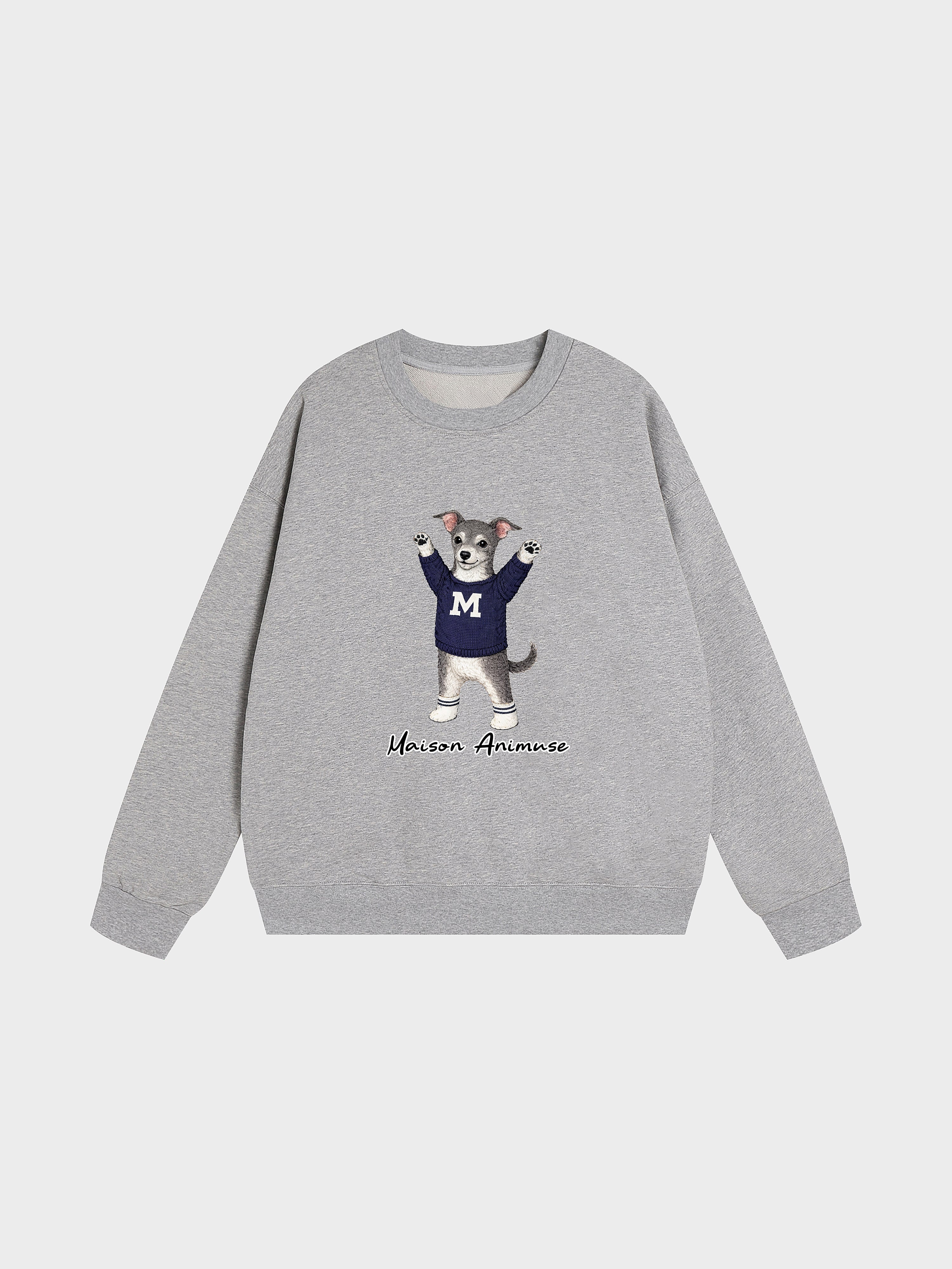 Unisex Heavyweight Cotton Sweatshirt Sweatshirt - Italian Greyhound - Blue and White
