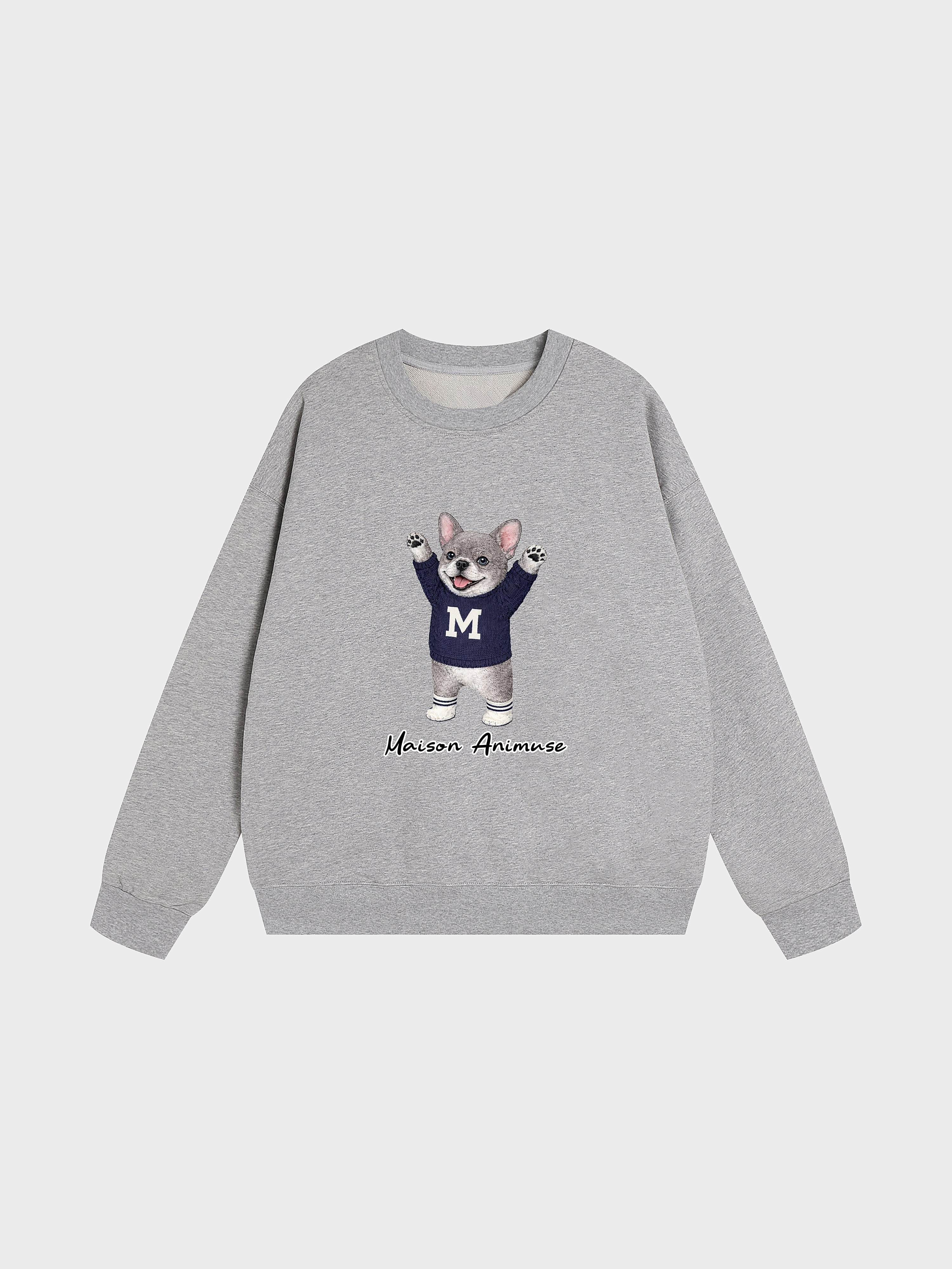 Unisex Heavyweight Cotton Sweatshirt- French Bulldog - Blue