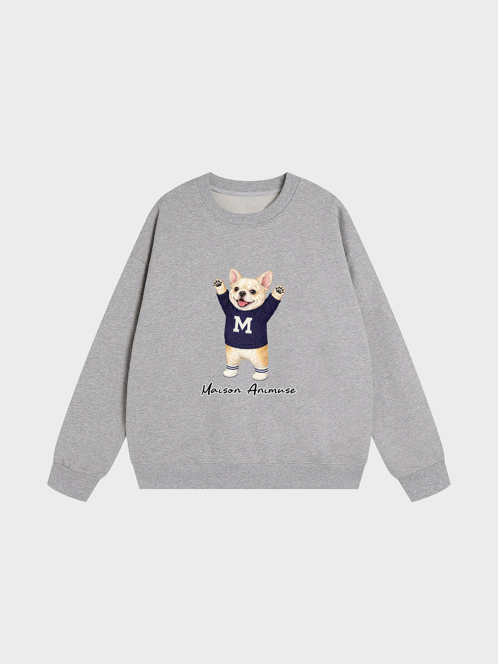 Unisex Heavyweight Cotton Sweatshirt - Cream French Bulldog