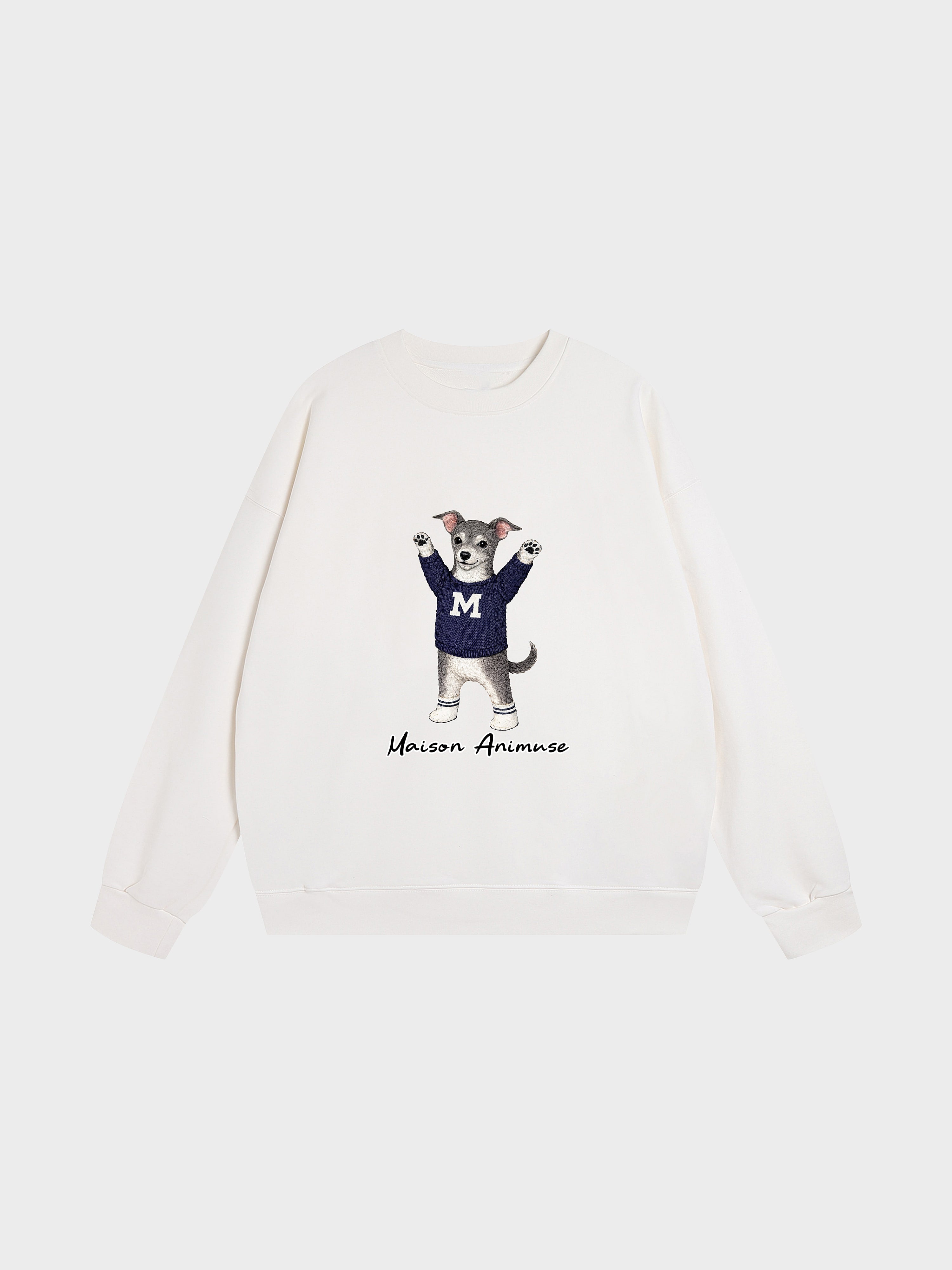 Unisex Heavyweight Cotton Sweatshirt Sweatshirt - Italian Greyhound - Blue and White