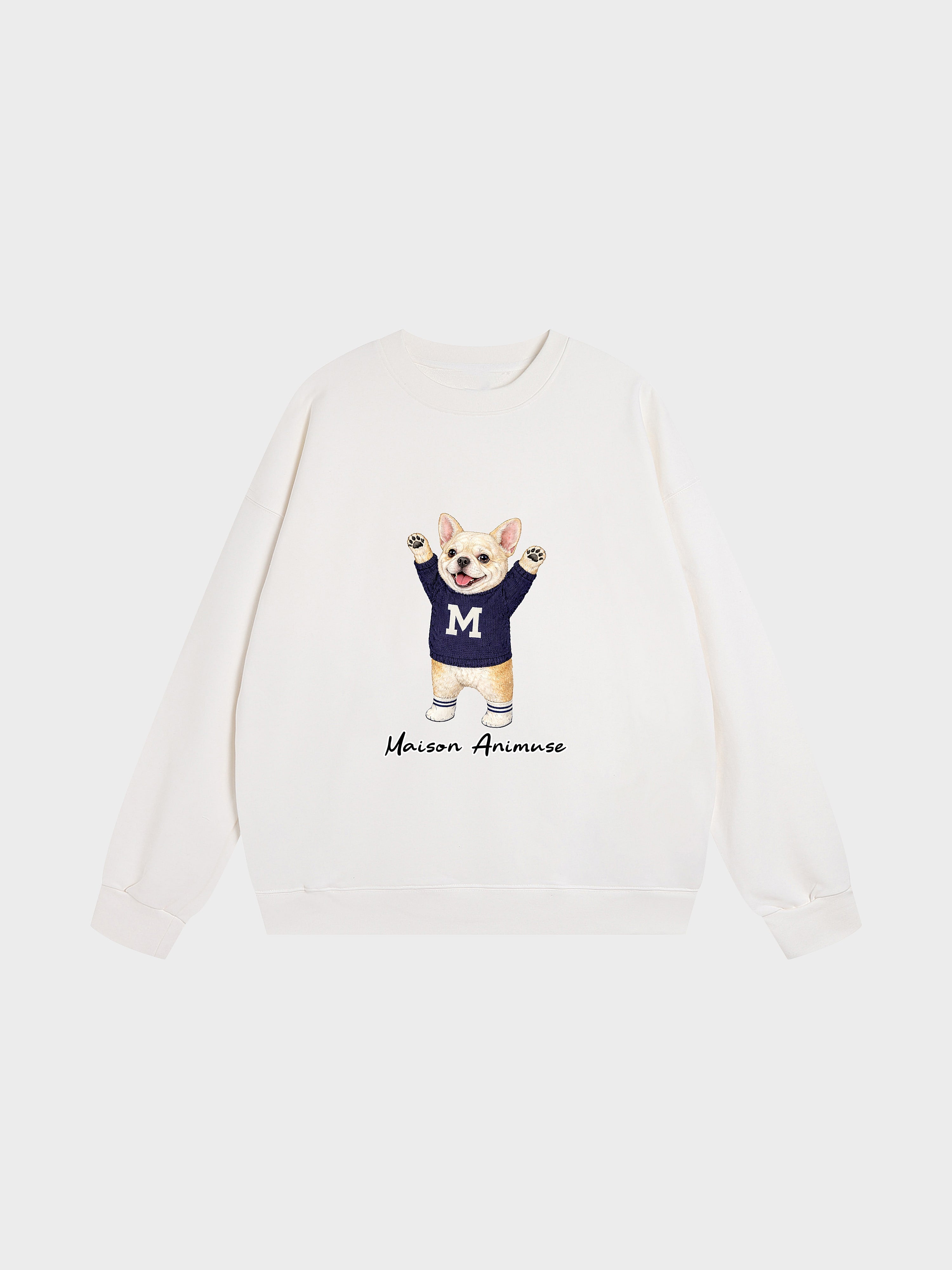 Unisex Heavyweight Cotton Sweatshirt - Cream French Bulldog