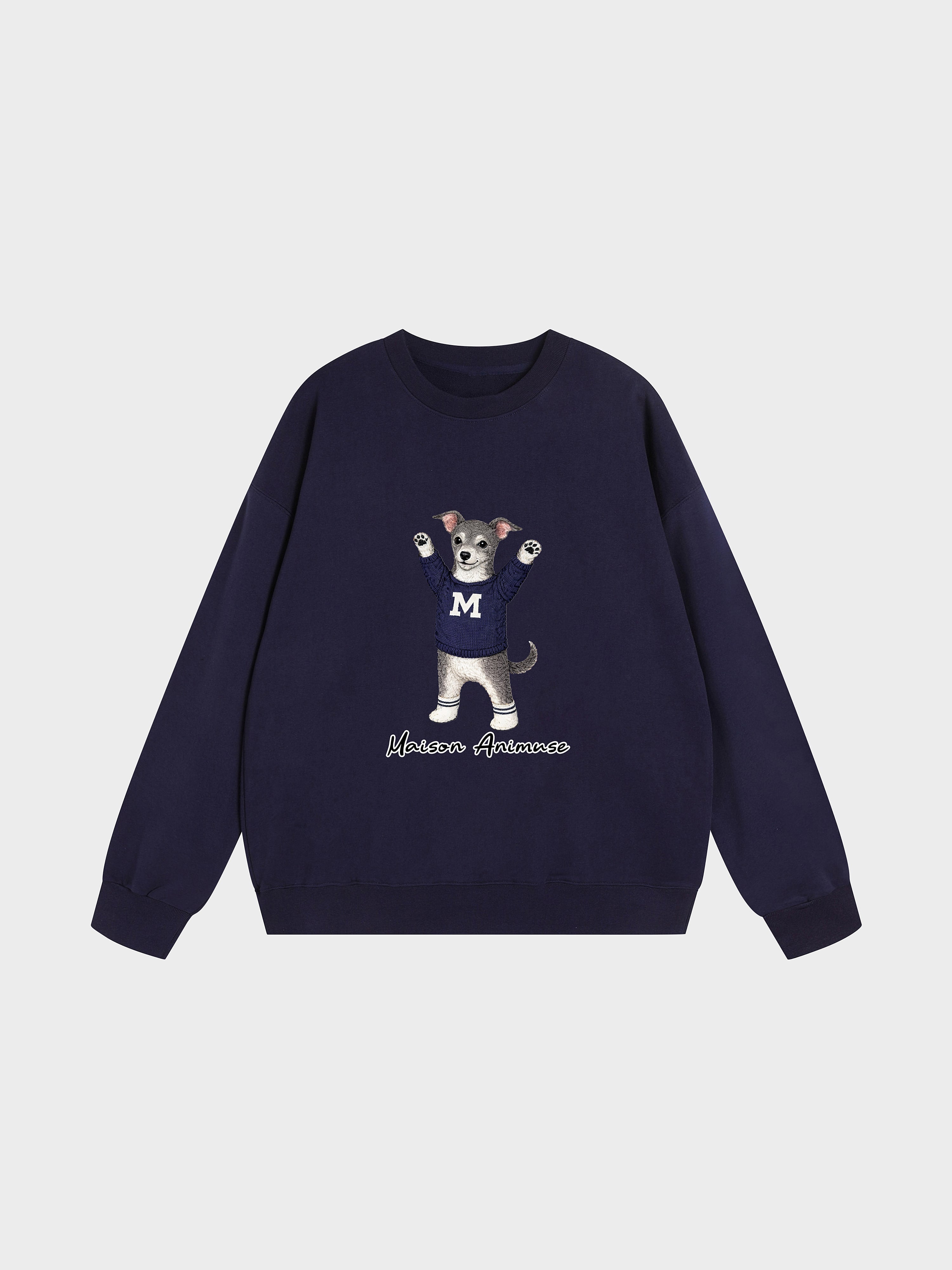 Unisex Heavyweight Cotton Sweatshirt Sweatshirt - Italian Greyhound - Blue and White