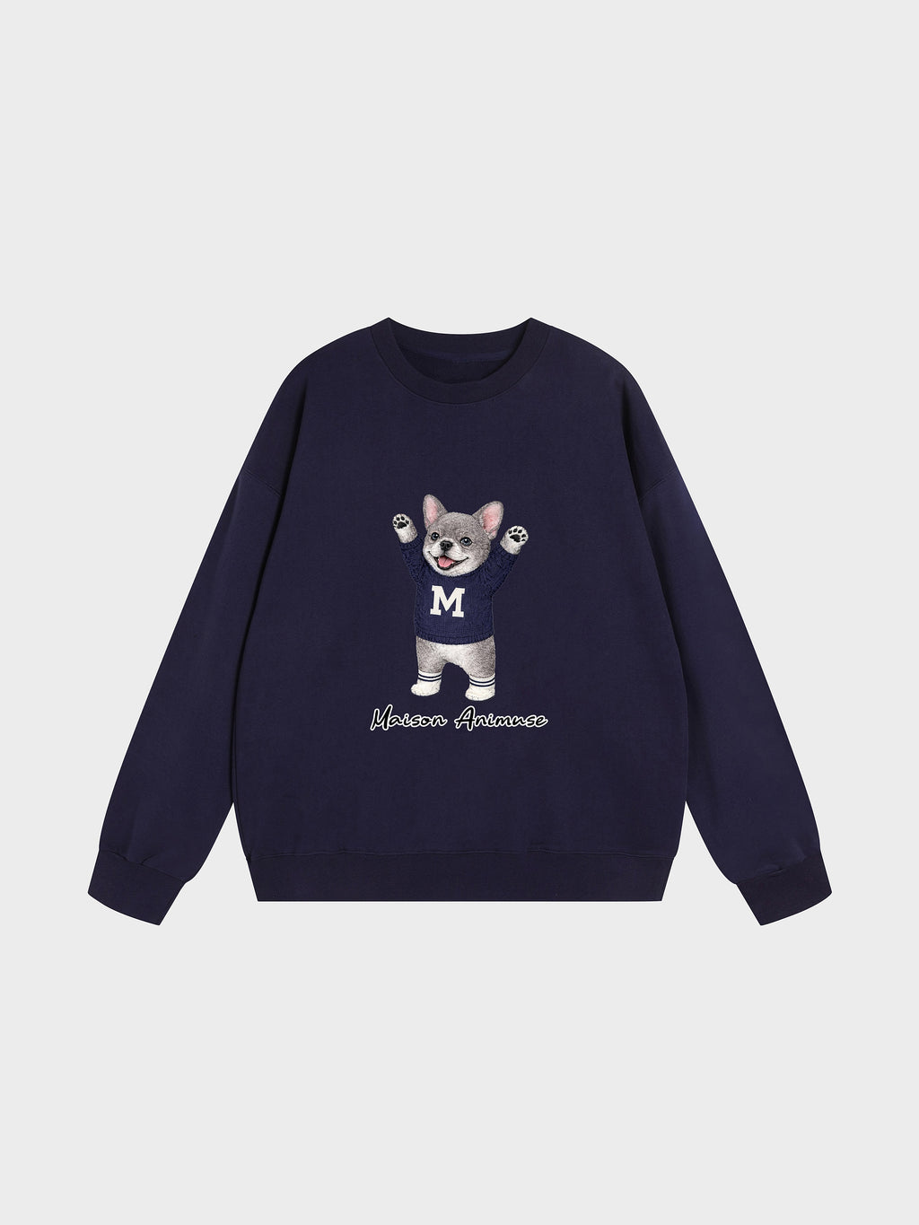 Unisex Heavyweight Cotton Sweatshirt- French Bulldog - Blue