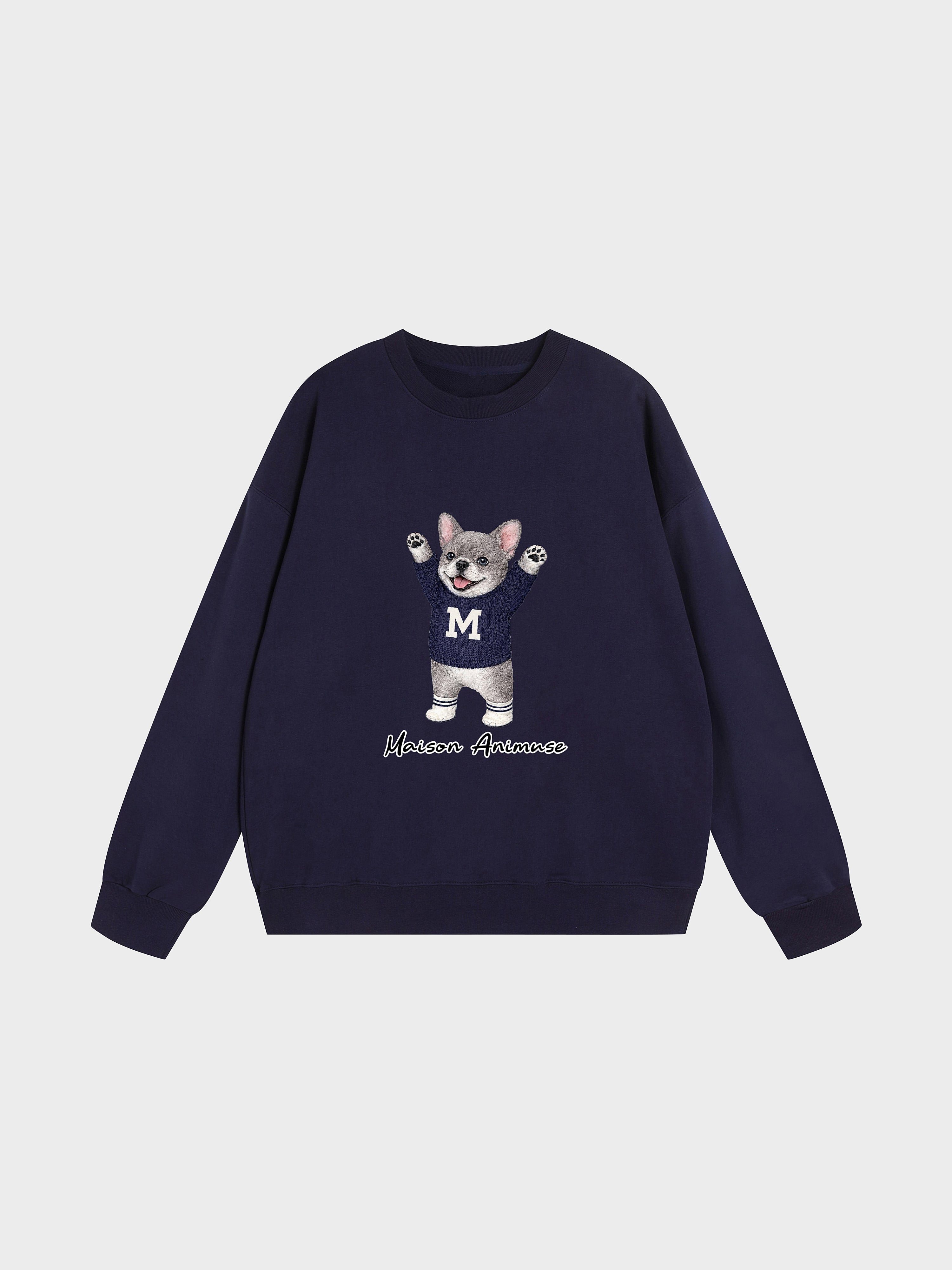 Unisex Heavyweight Cotton Sweatshirt- French Bulldog - Blue
