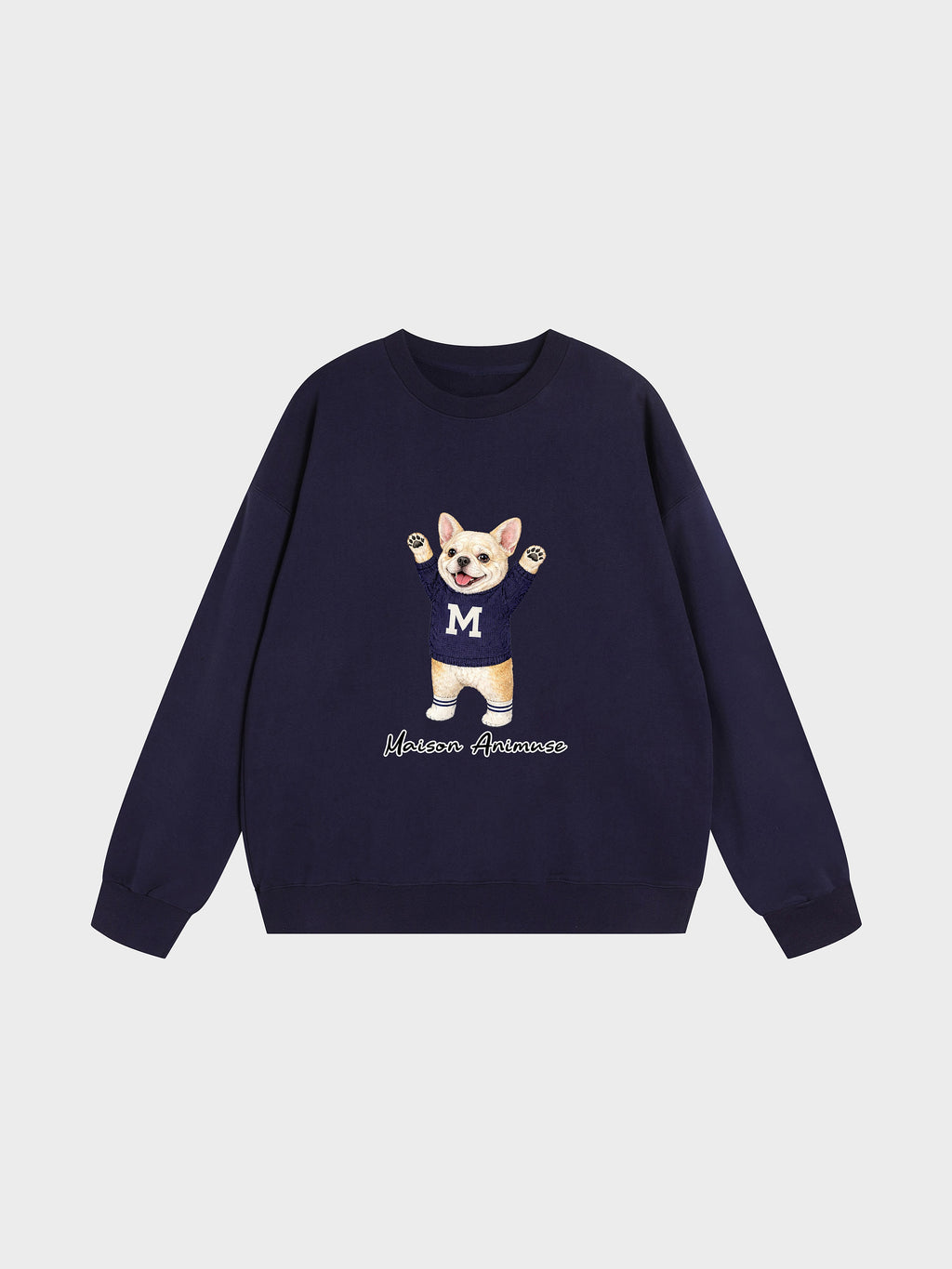 Unisex Heavyweight Cotton Sweatshirt - Cream French Bulldog