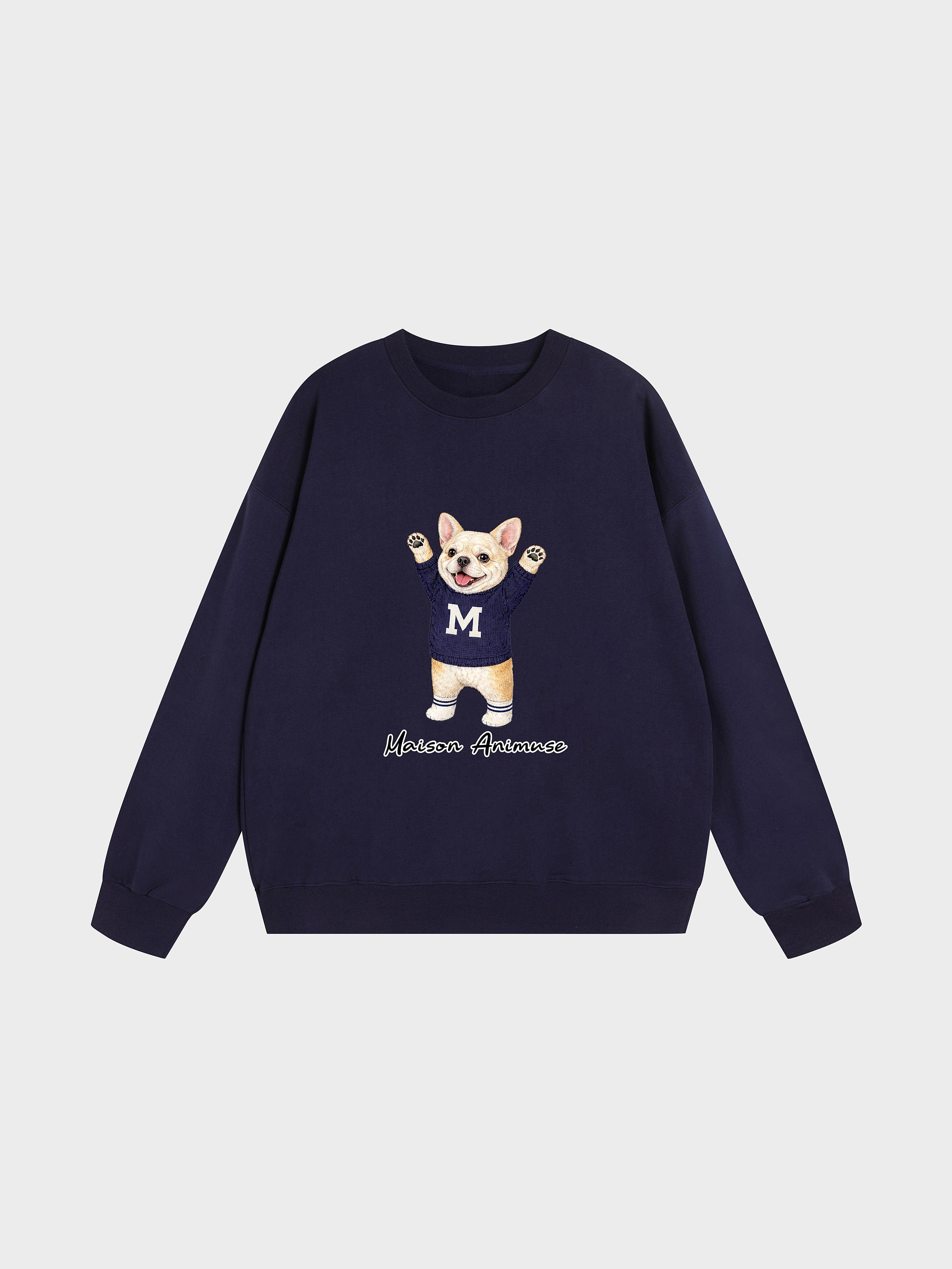 Unisex Heavyweight Cotton Sweatshirt - Cream French Bulldog
