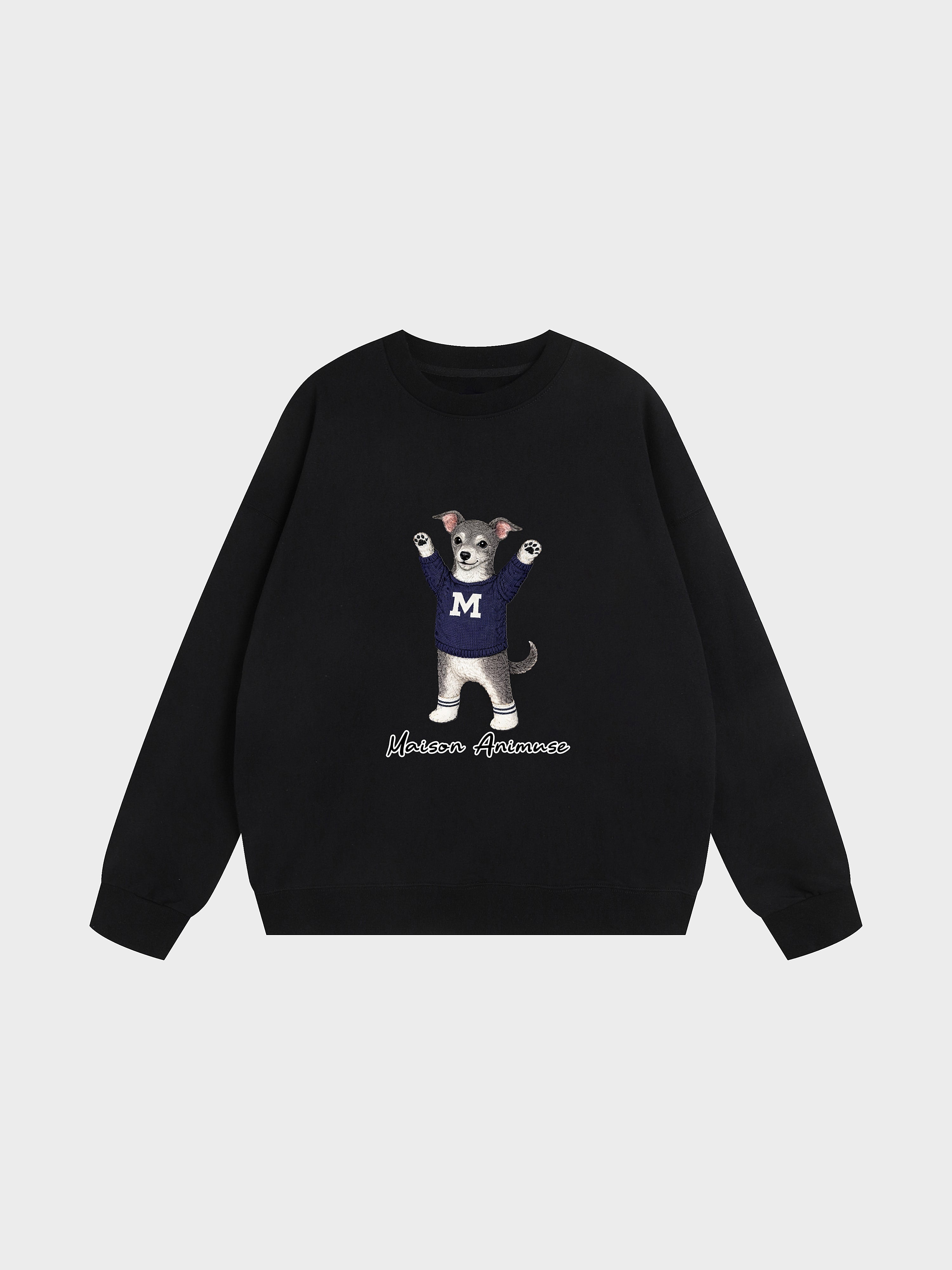 Unisex Heavyweight Cotton Sweatshirt Sweatshirt - Italian Greyhound - Blue and White