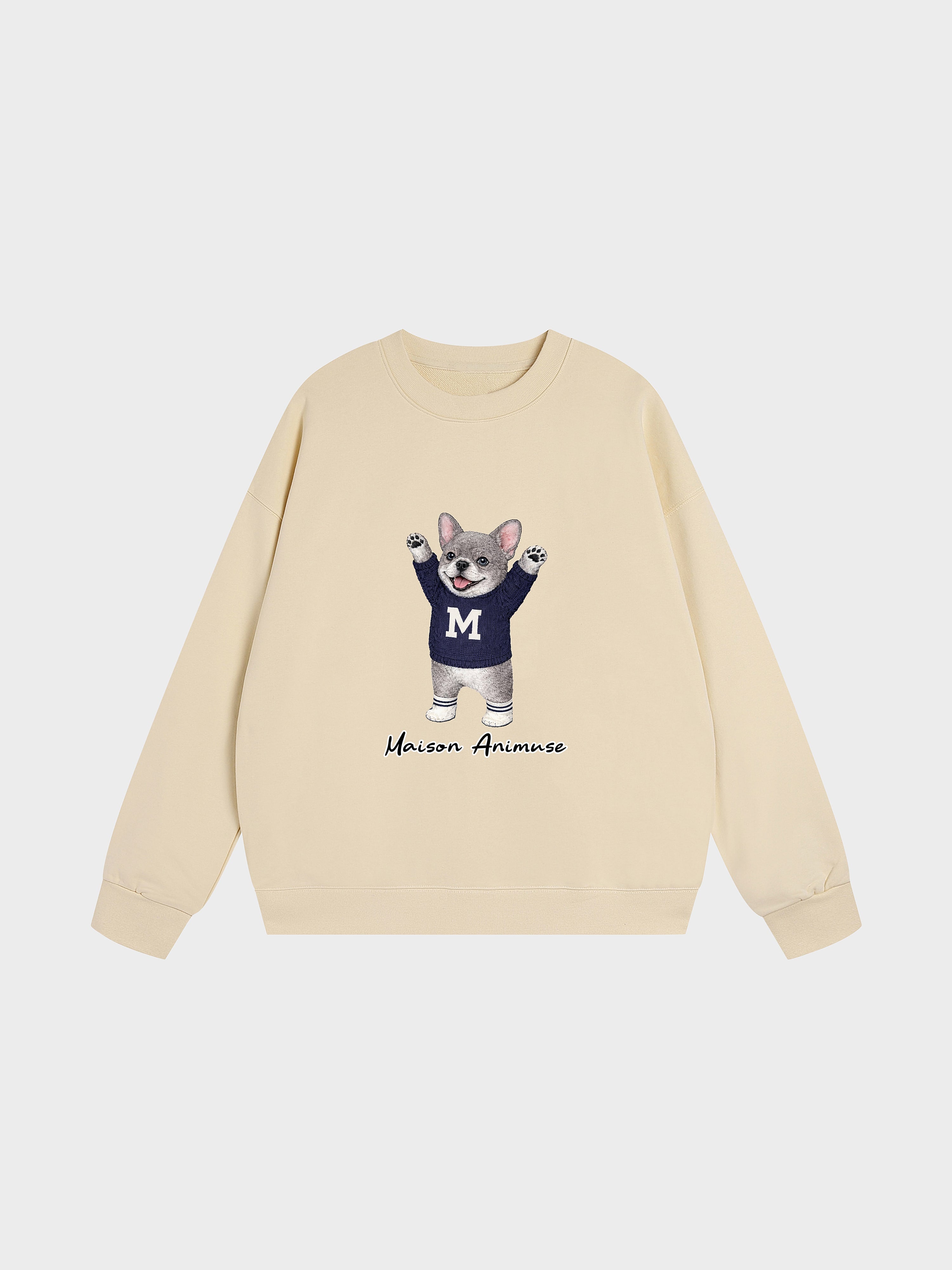 Unisex Heavyweight Cotton Sweatshirt- French Bulldog - Blue