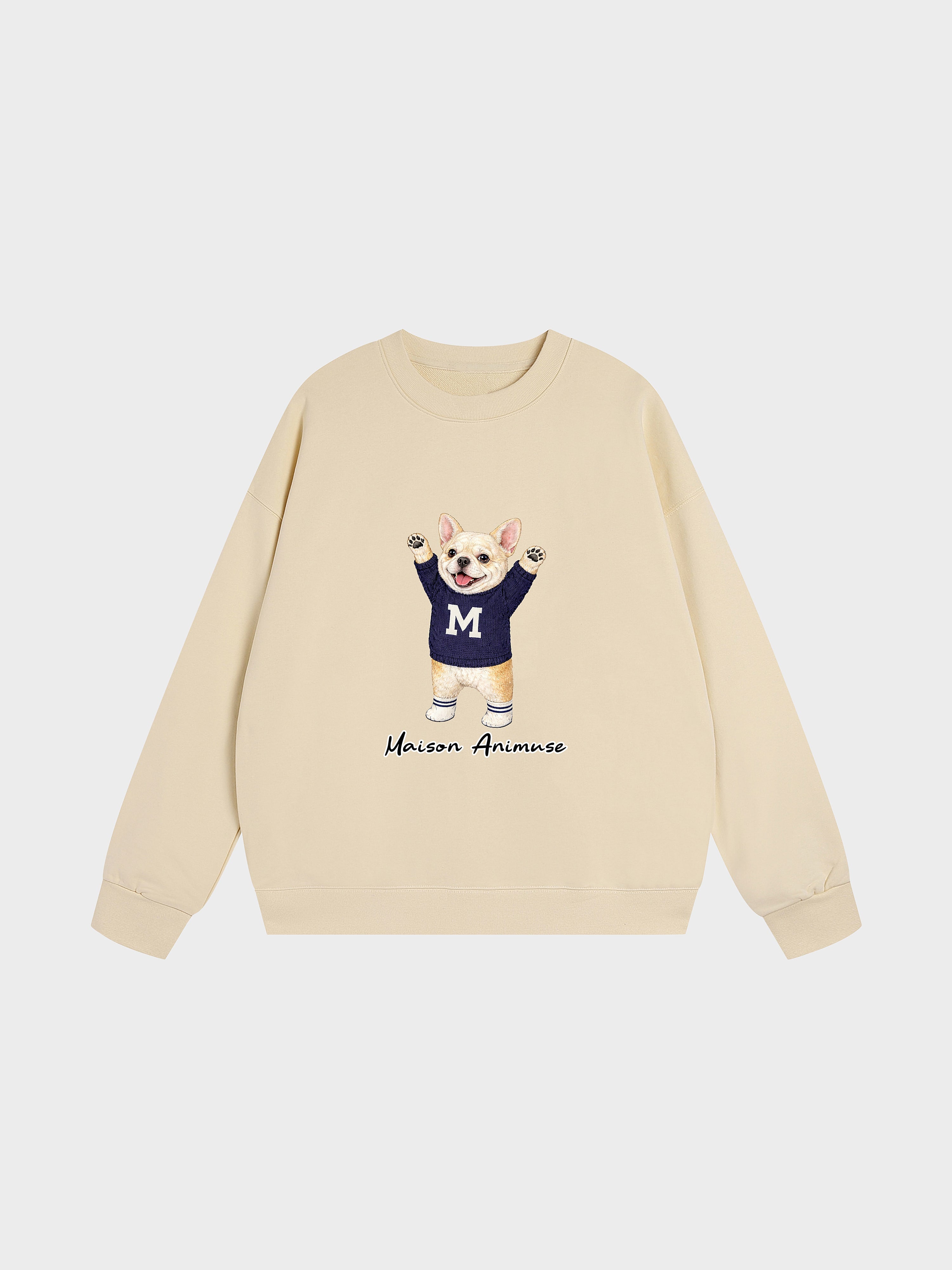 Unisex Heavyweight Cotton Sweatshirt - Cream French Bulldog