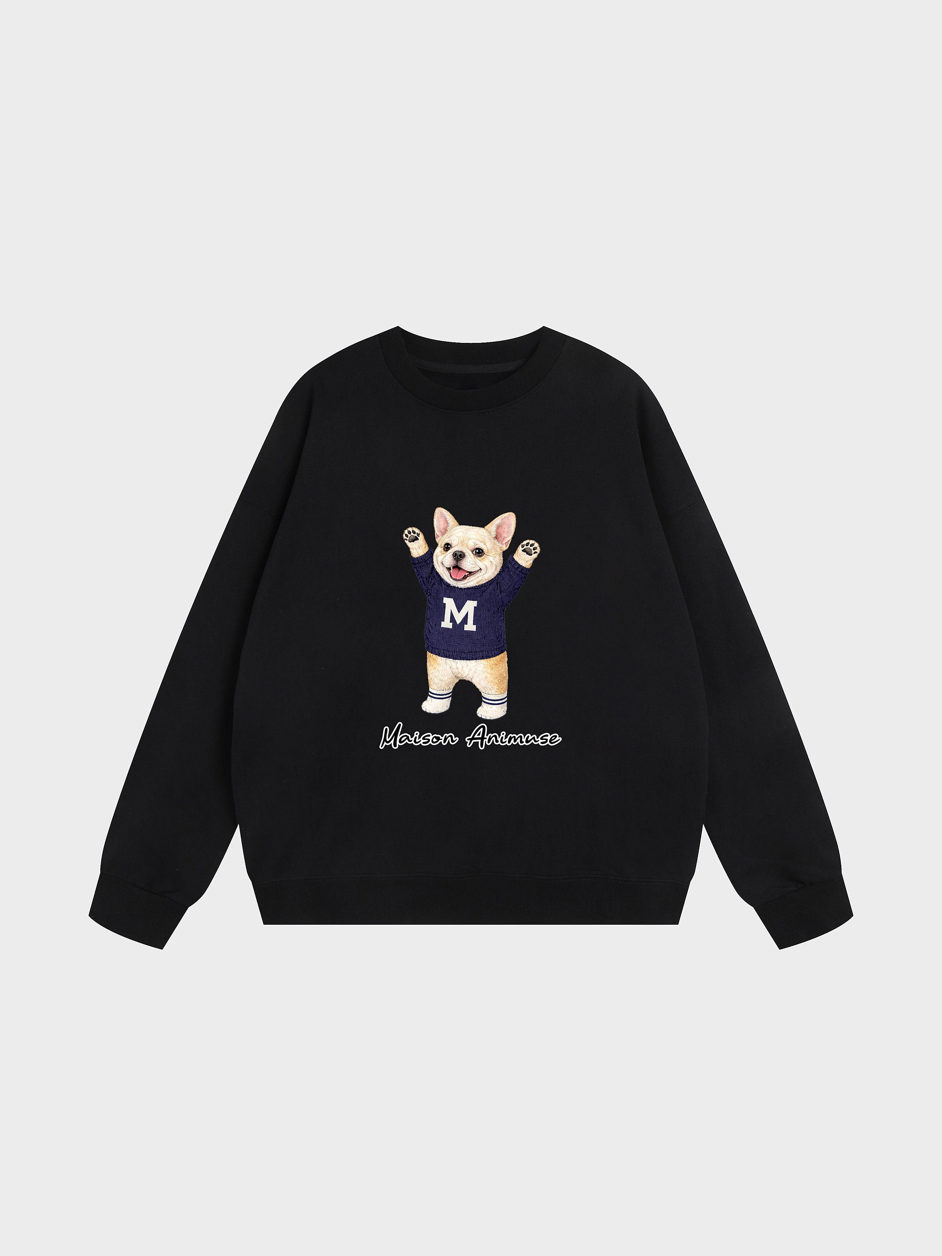 Unisex Heavyweight Cotton Sweatshirt - Cream French Bulldog