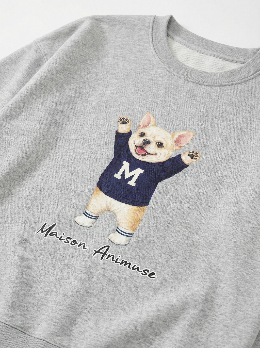 Unisex Heavyweight Cotton Sweatshirt - Cream French Bulldog