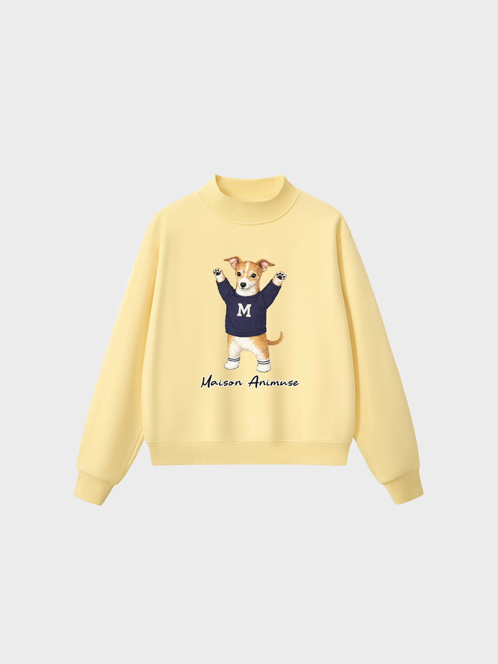 Fleece Mid-Neck Sweatshirt - Sable and White Italian Greyhound