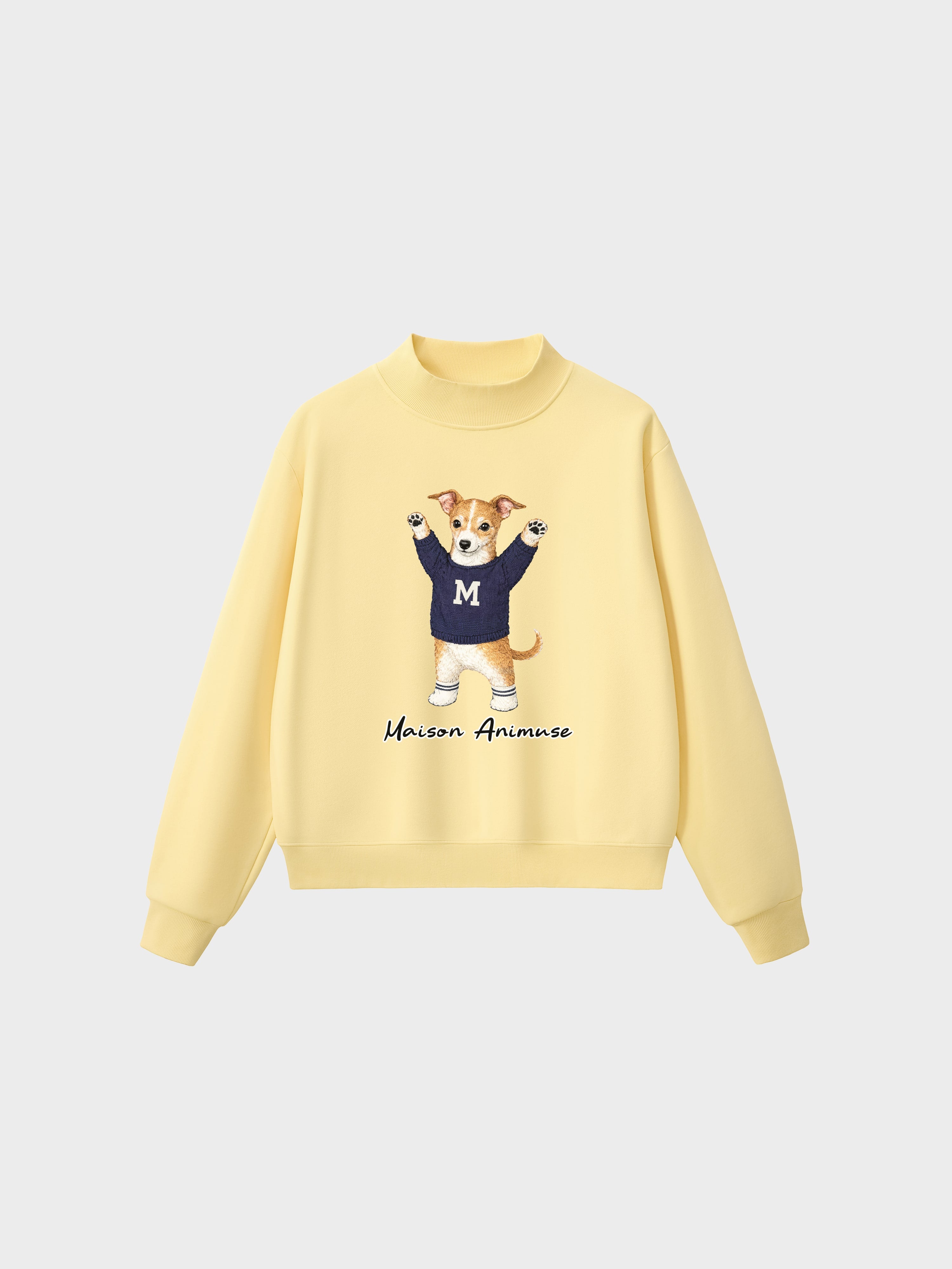 Fleece Mid-Neck Sweatshirt - Sable and White Italian Greyhound