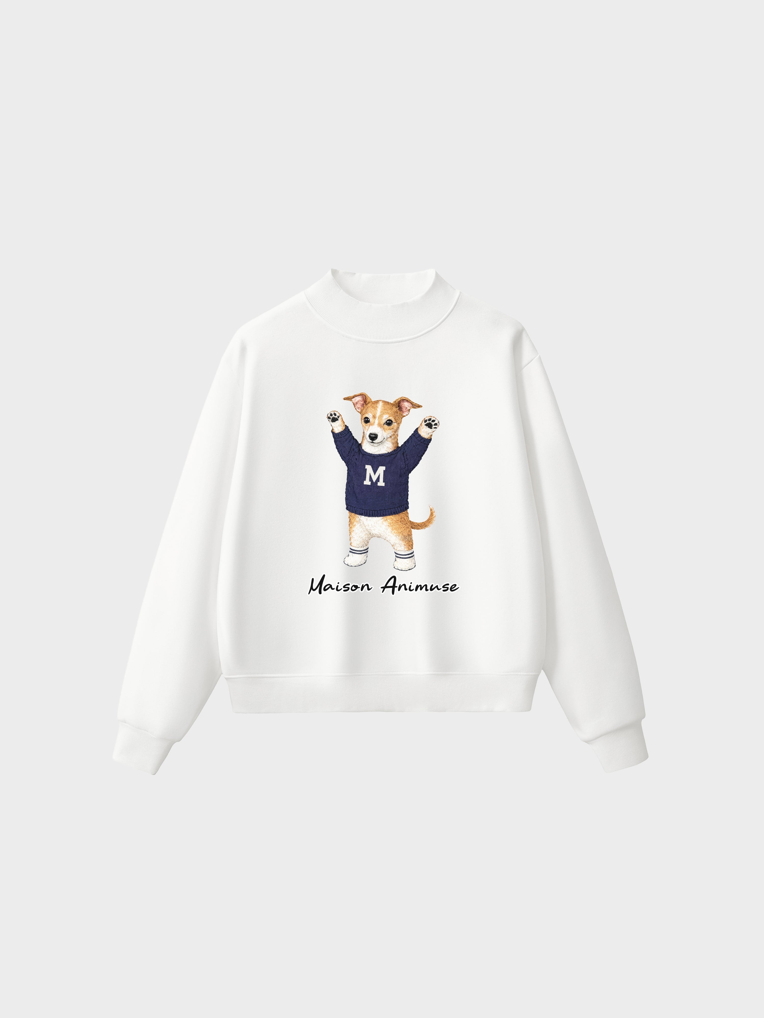 Fleece Mid-Neck Sweatshirt - Sable and White Italian Greyhound
