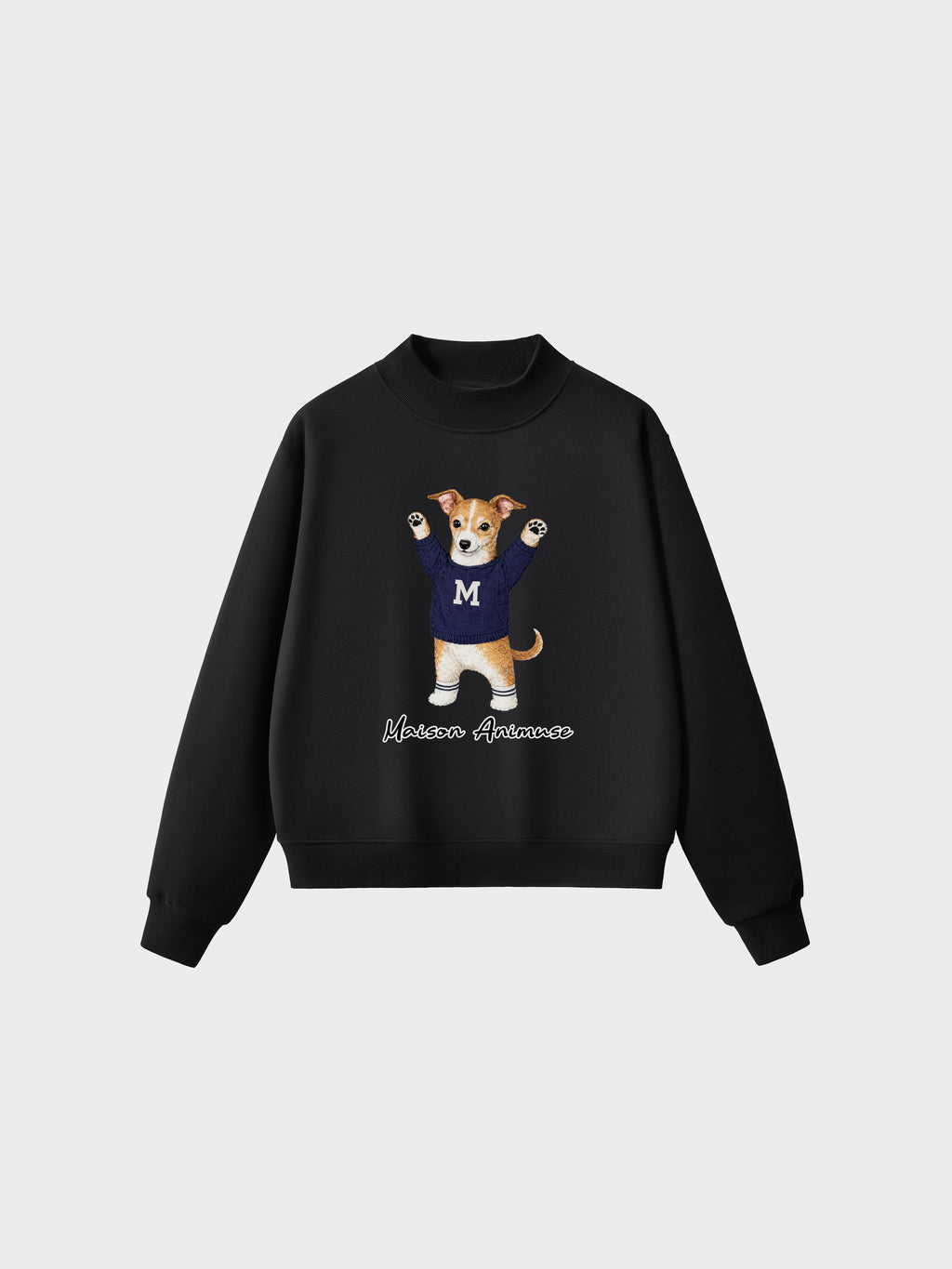 Fleece Mid-Neck Sweatshirt - Sable and White Italian Greyhound