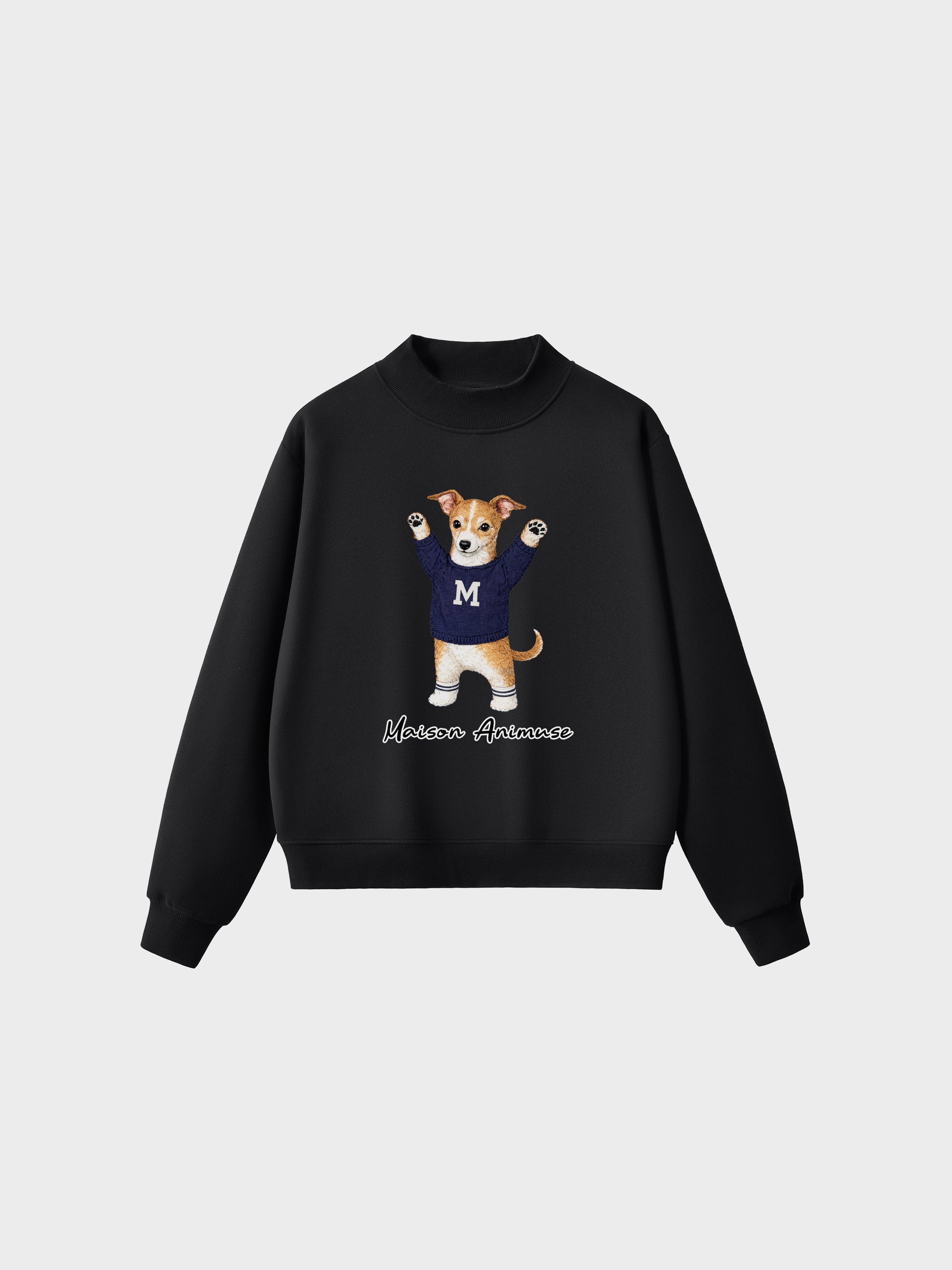 Fleece Mid-Neck Sweatshirt - Sable and White Italian Greyhound