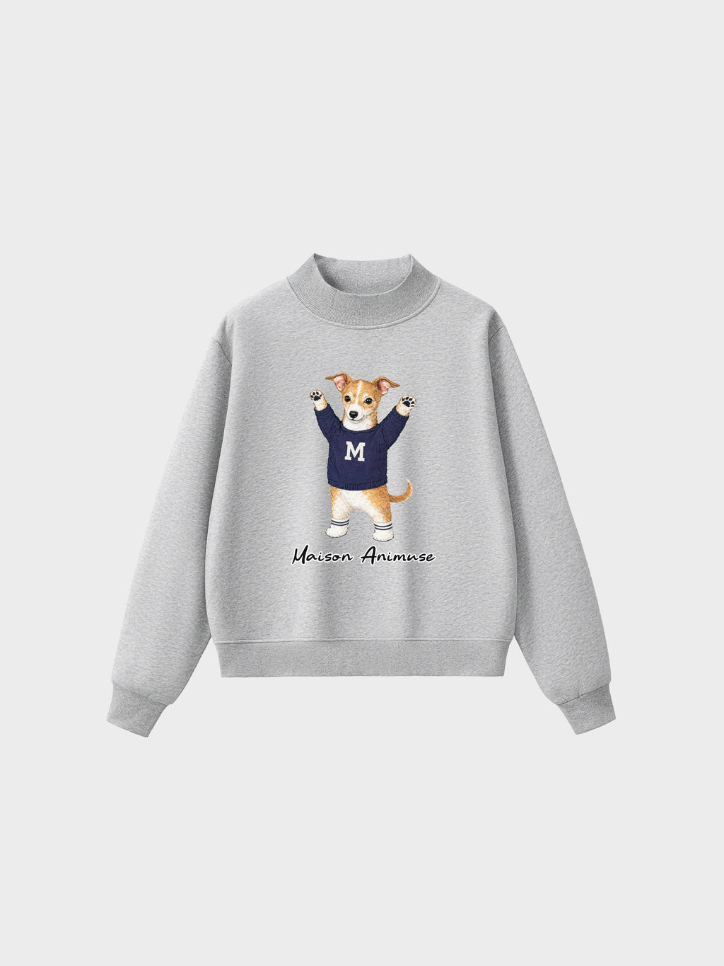 Fleece Mid-Neck Sweatshirt - Sable and White Italian Greyhound