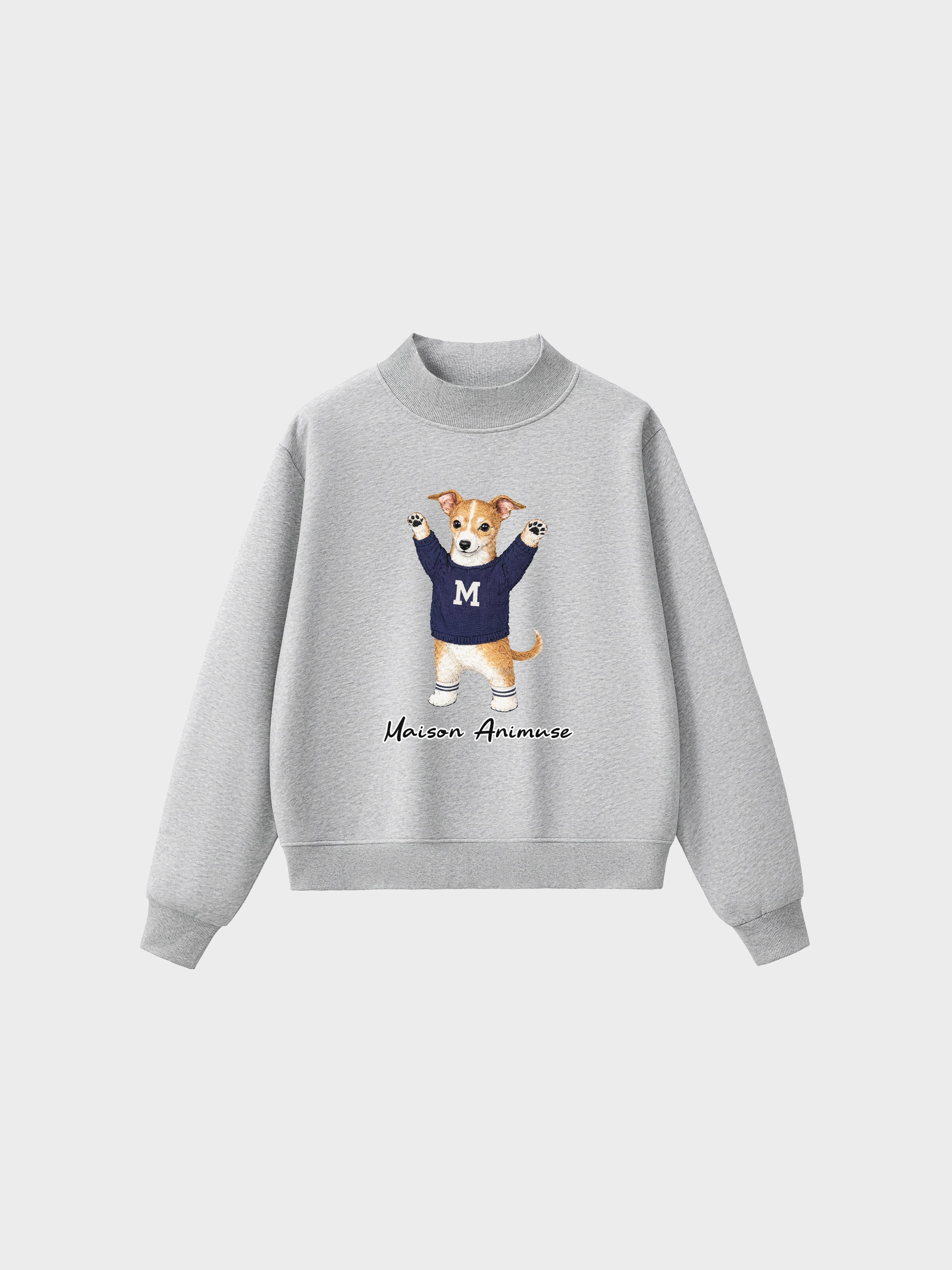 Fleece Mid-Neck Sweatshirt - Sable and White Italian Greyhound