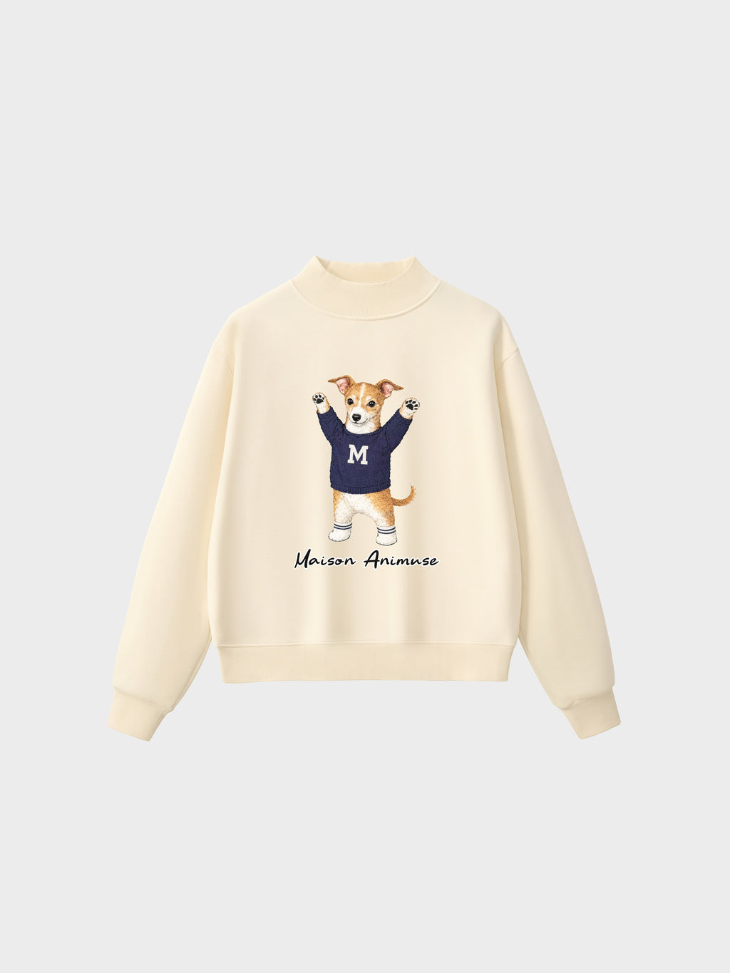 Fleece Mid-Neck Sweatshirt - Sable and White Italian Greyhound
