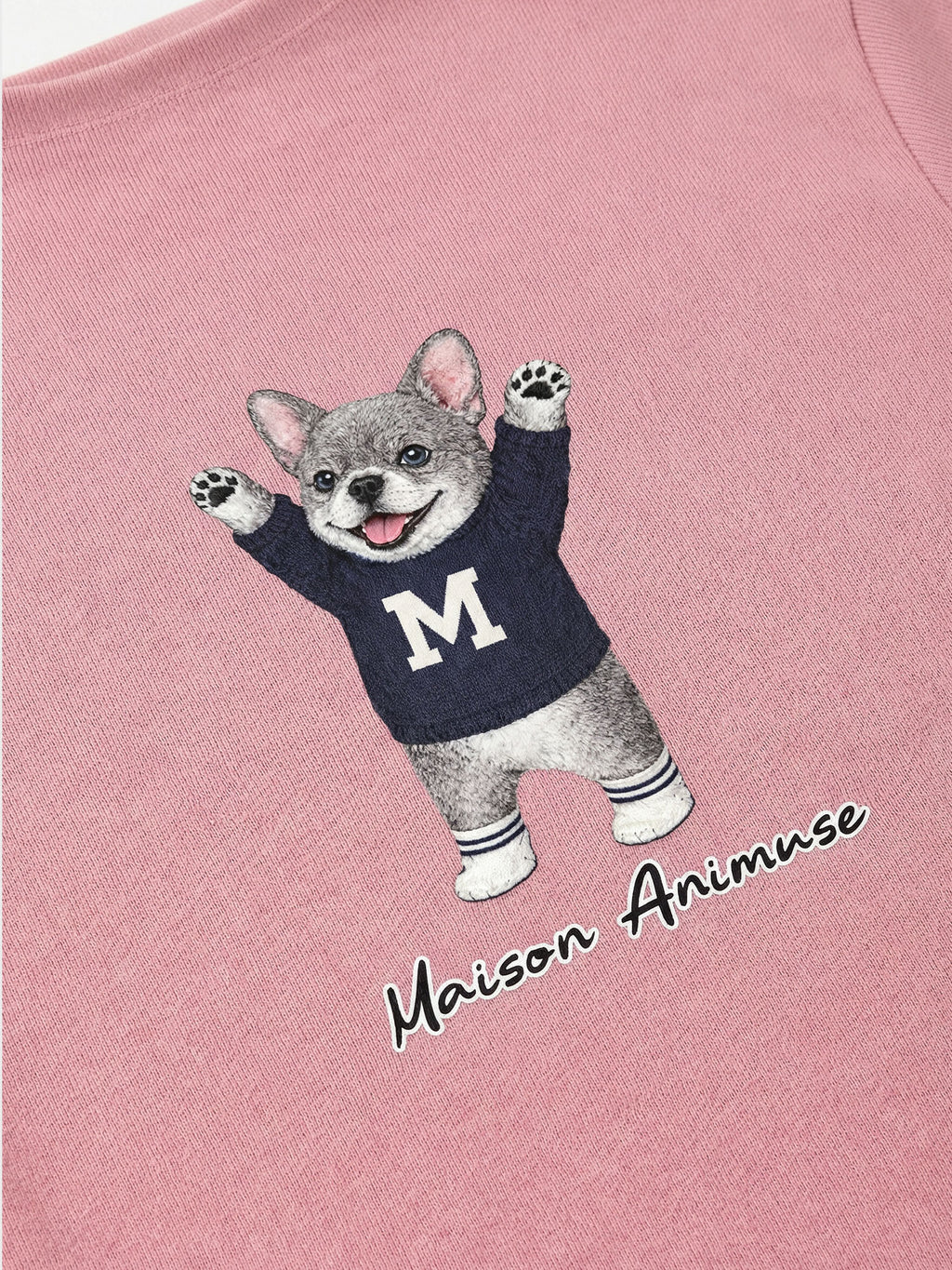 Womens Slim Fit Mid Neck T-Shirt - Cream French Bulldog