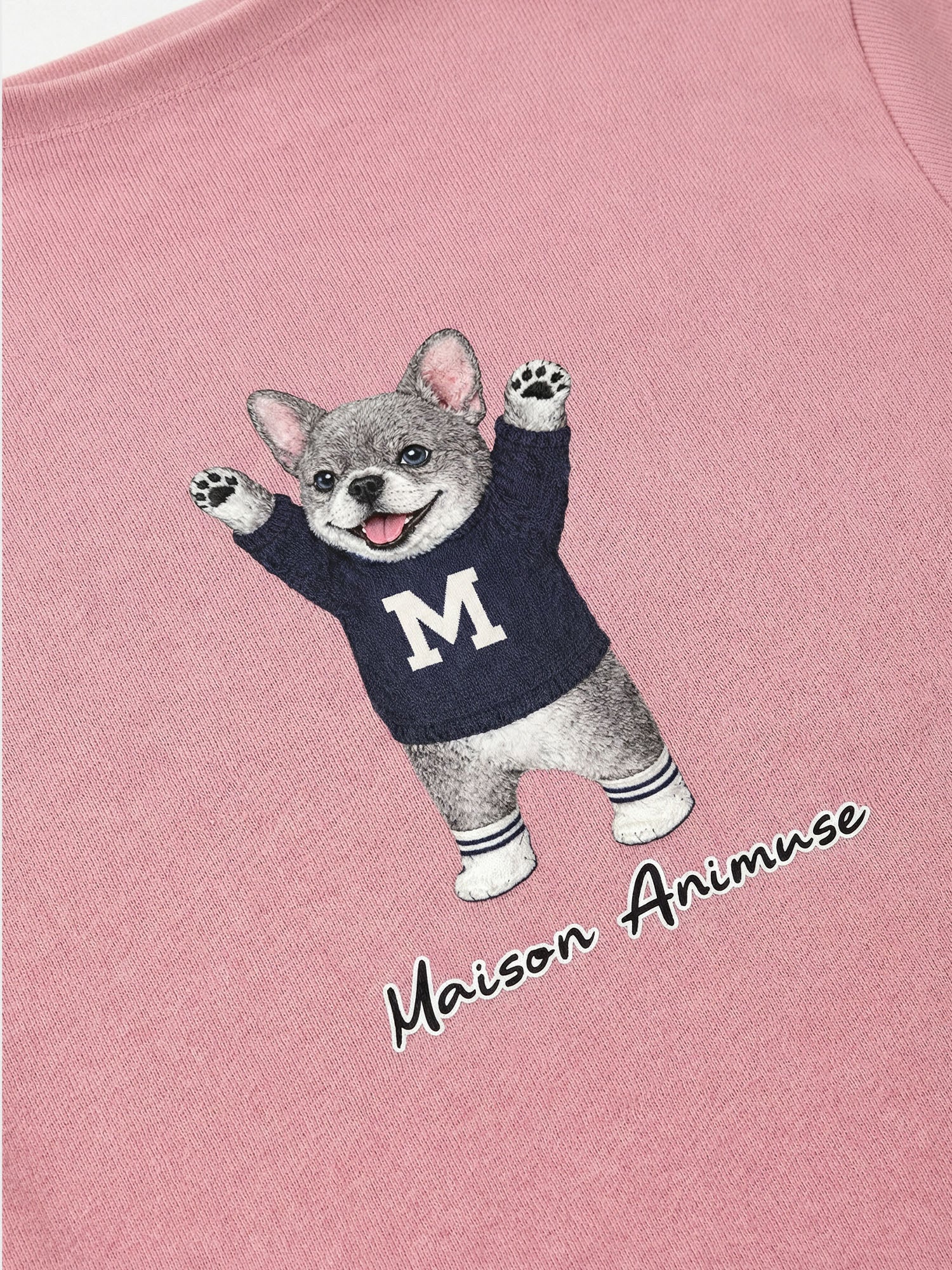 Womens Slim Fit Mid Neck T-Shirt - Cream French Bulldog