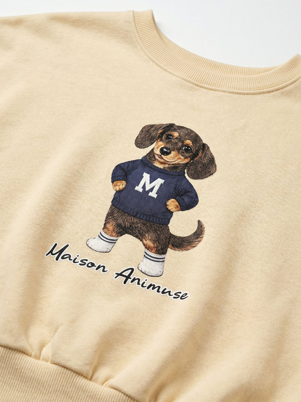 Womens Cotton Blend Cropped Crewneck Sweatshirt - Dachshund