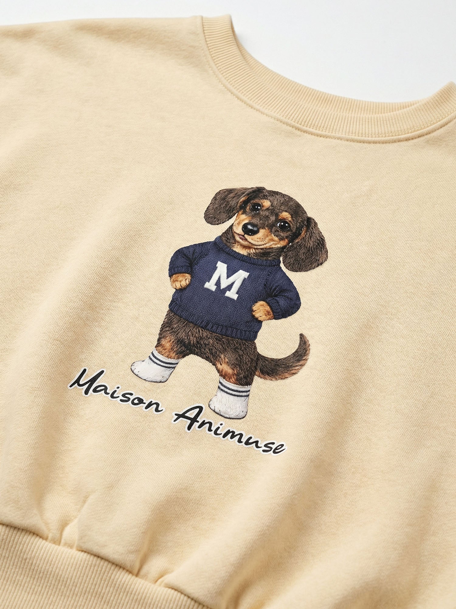 Womens Cotton Blend Cropped Crewneck Sweatshirt - Dachshund