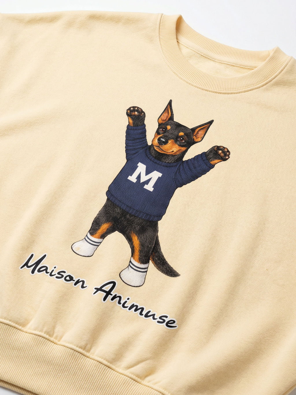 Womens Cotton Blend Cropped Crewneck Sweatshirt - Doberman Pinscher