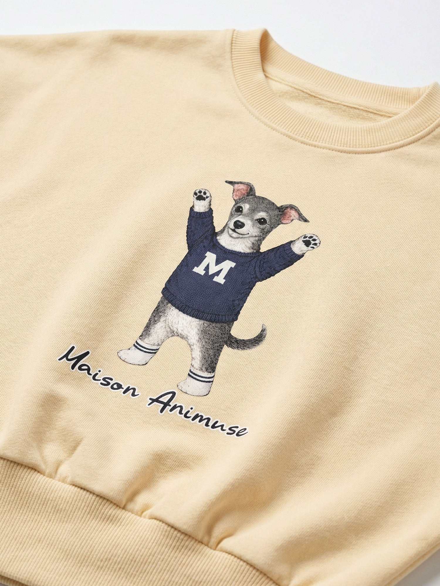 Womens Cotton Blend Cropped Crewneck Sweatshirt - Blue and White Italian Greyhound