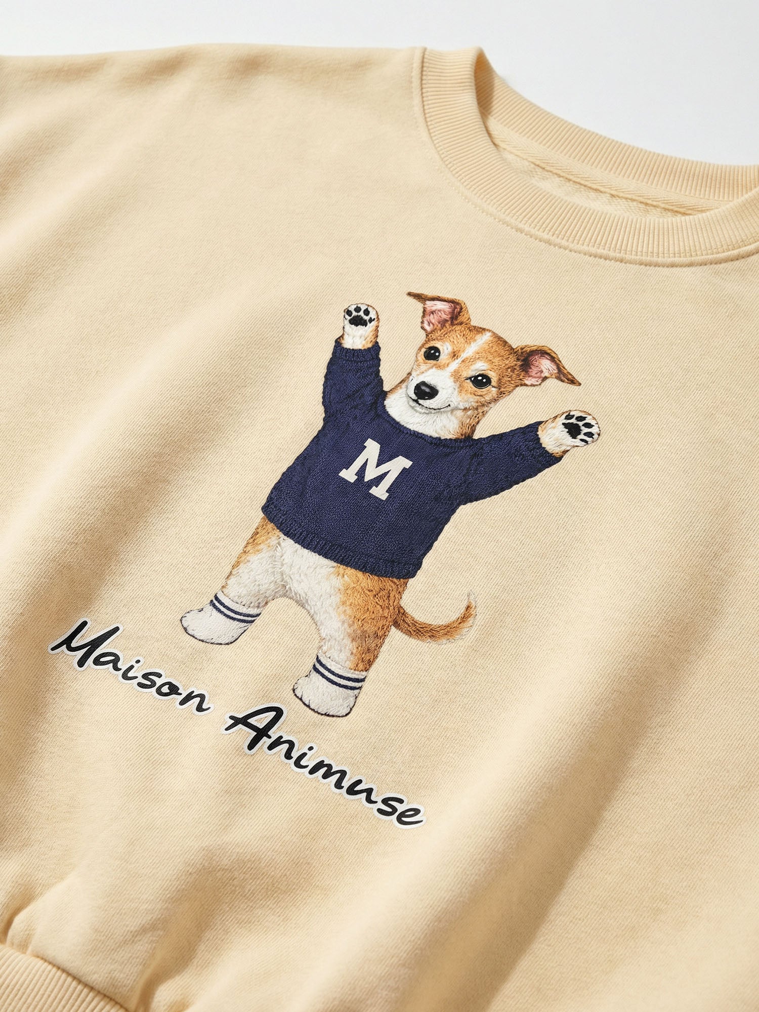 Womens Cotton Blend Cropped Crewneck Sweatshirt - Sable and White Italian Greyhound