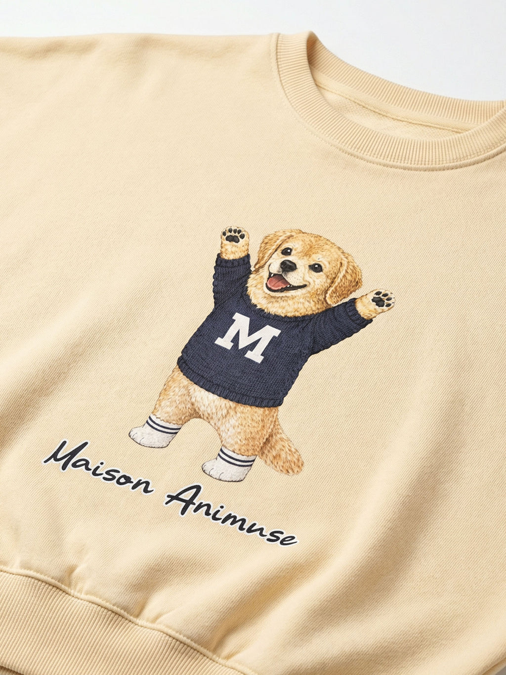 Womens Cotton Blend Cropped Crewneck Sweatshirt - Golden Retriever