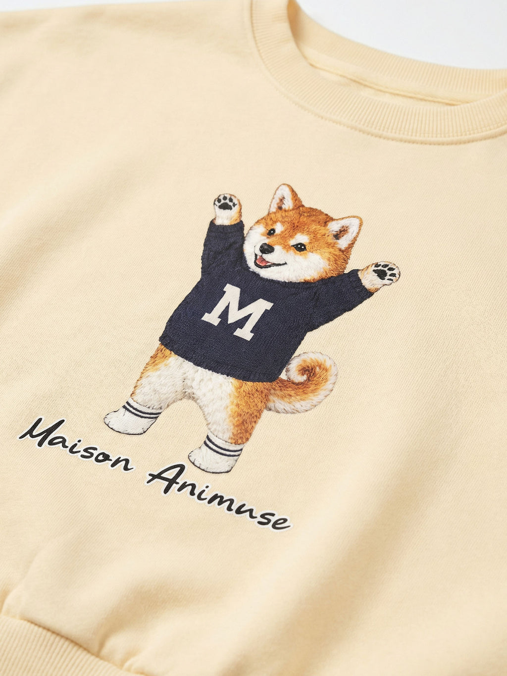 Womens Cotton Blend Cropped Crewneck Sweatshirt - Shiba Inu
