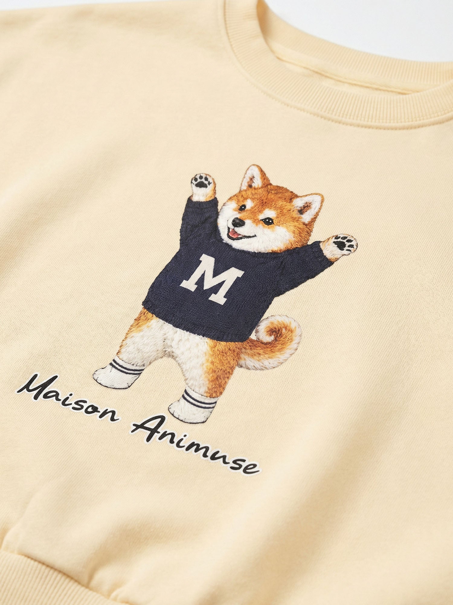 Womens Cotton Blend Cropped Crewneck Sweatshirt - Shiba Inu