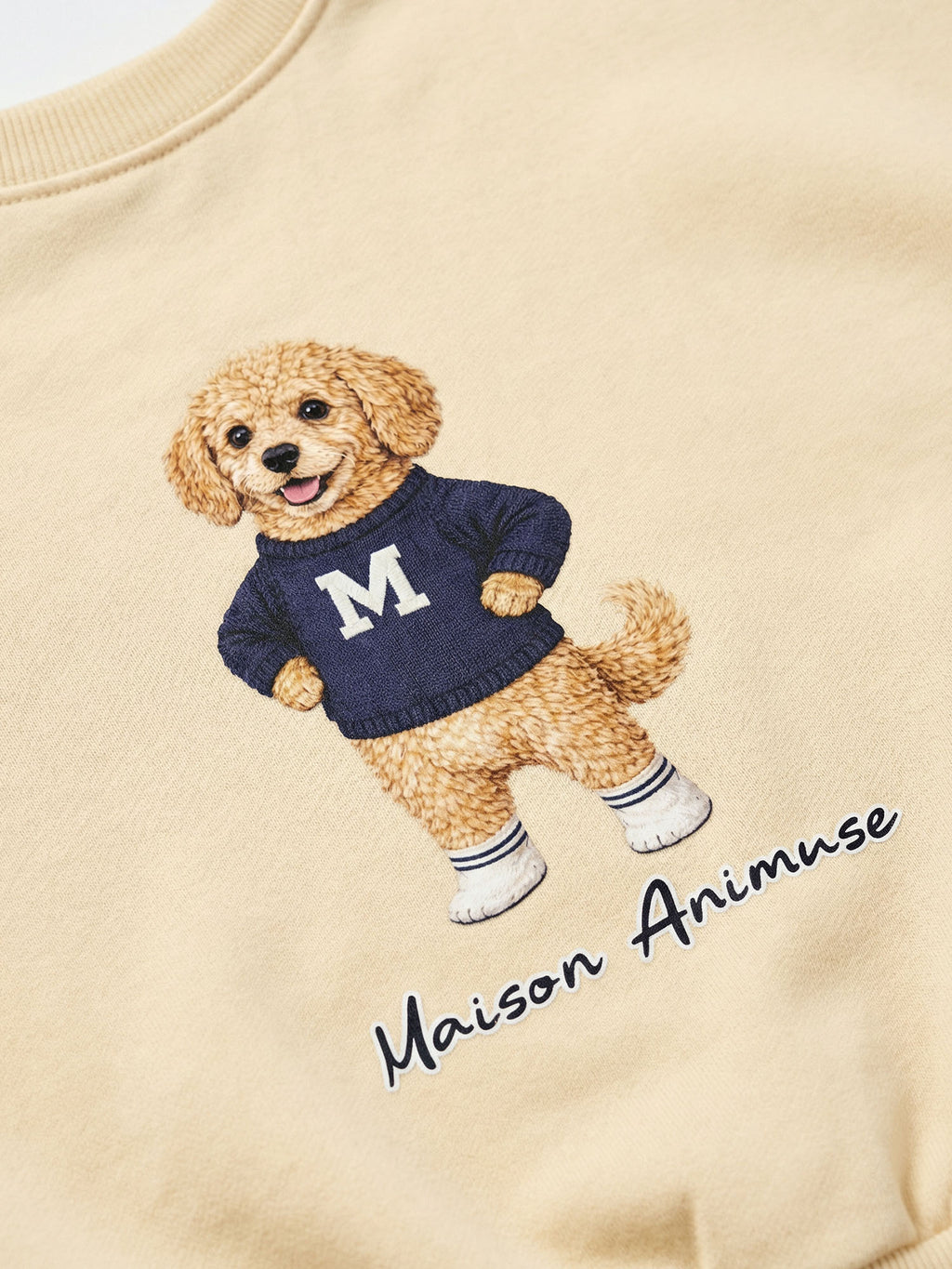 Womens Cotton Blend Cropped Crewneck Sweatshirt - Goldendoodle